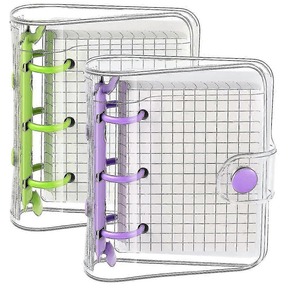 PVC transparent loose-leaf notebooks, 2 sets with 80 inner pages, small and portable