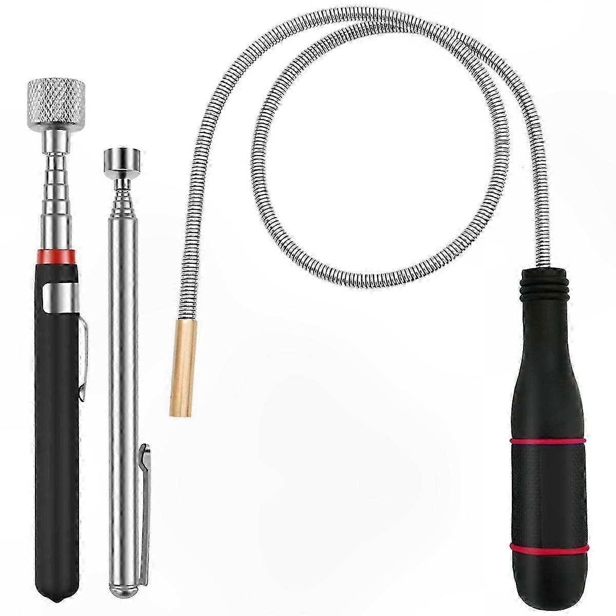 3-Pack Extendable Magnetic Pickup Tools with Flexible Bendable Design for Easy Retrieval