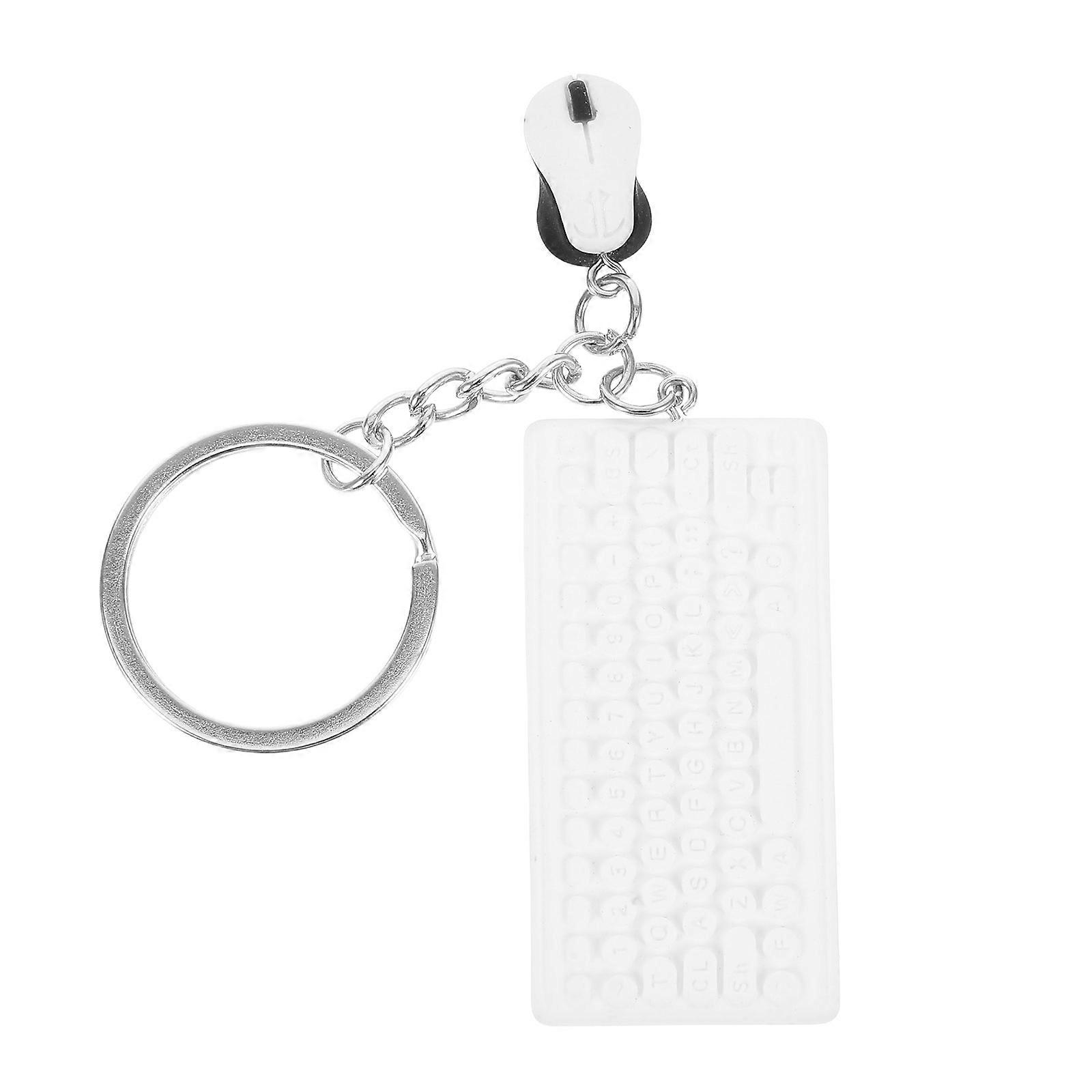 Cute Tech Keychain with Realistic Mini Keyboard and Mouse for Boys Girls Decorative Zinc Alloy Resin 1.5 x 1.2 inches