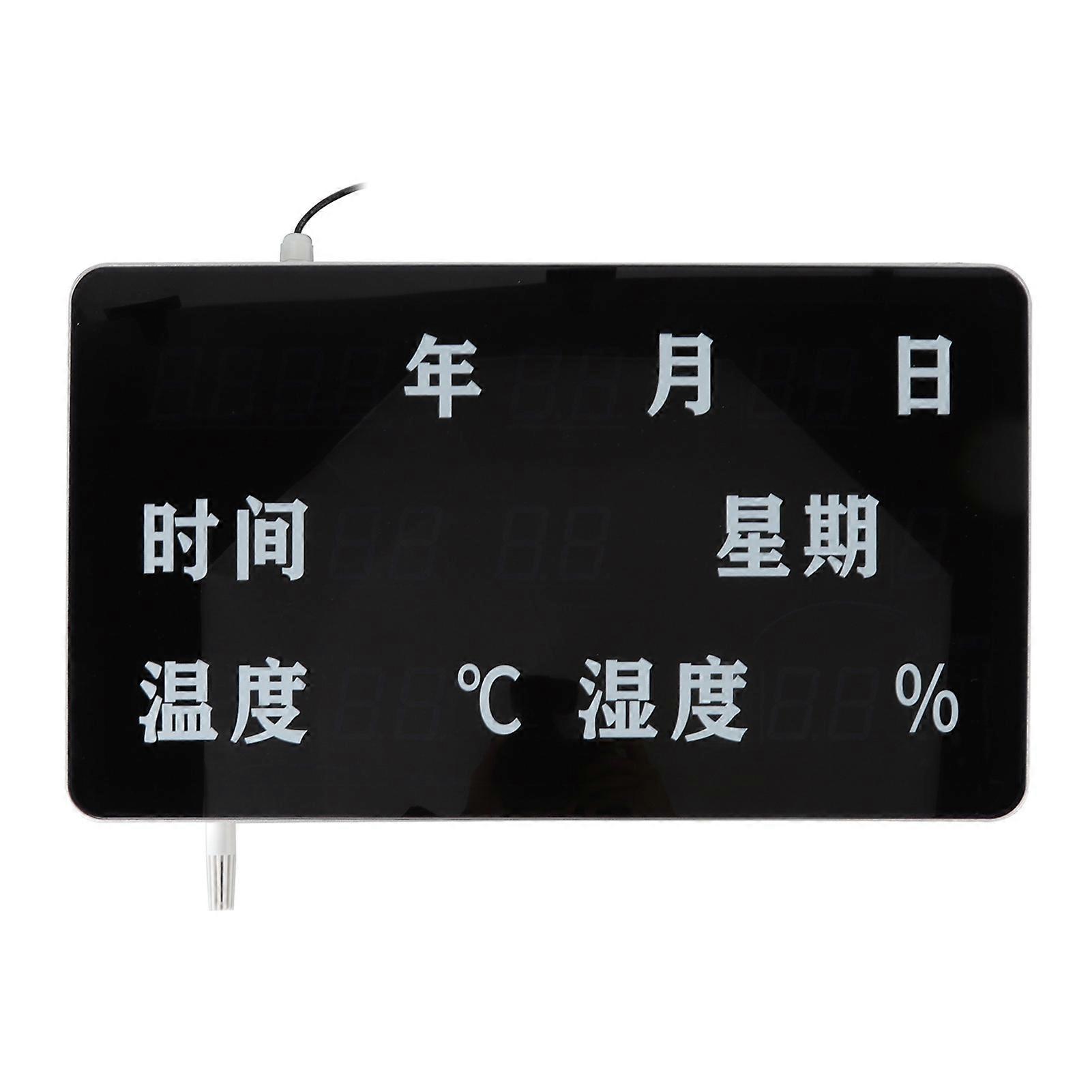 Indoor Year Month Day Time Week Temperature Humidity Display Large LED Screen Wall Clock with Thermometer Hygrometer 485 Type  100‑240V