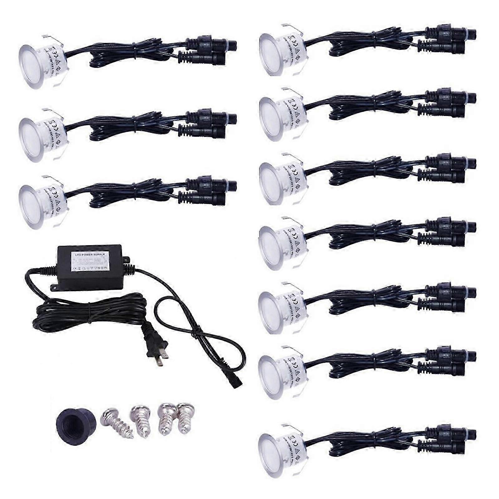 10 Pieces LED Deck Light Garden Path Lamp Waterproof