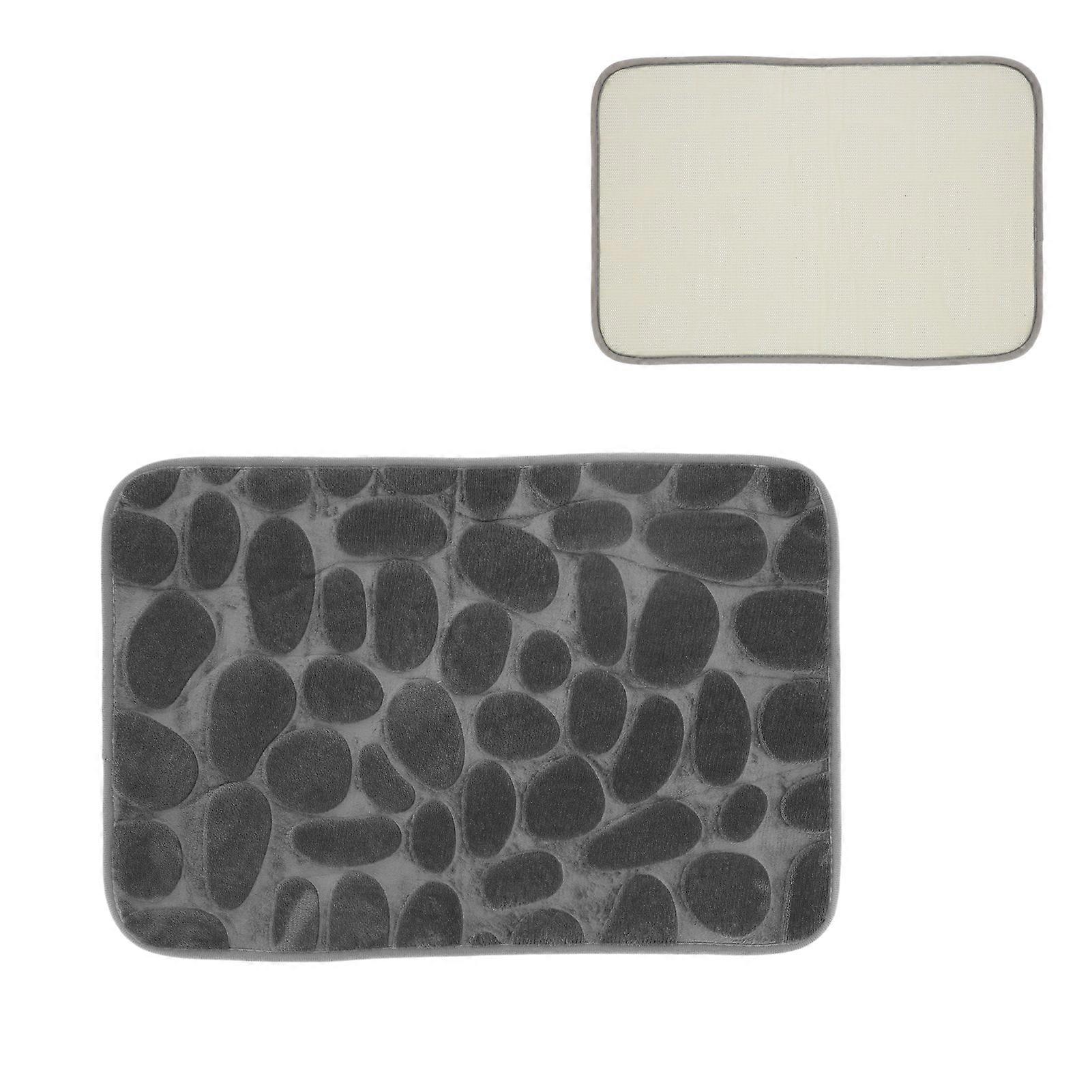 Flannel Cobble Doormat 59.5x40.3x1cm Soft Absorbent Mat Gray