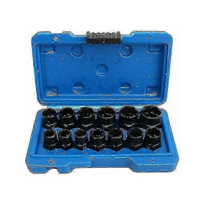13PCS Socket Nut Extractor Set - Rounded Bolt Extractor, Hex Screw Extractors, Damaged Stud Extractor - Material 8-19mm, 13 Sizes