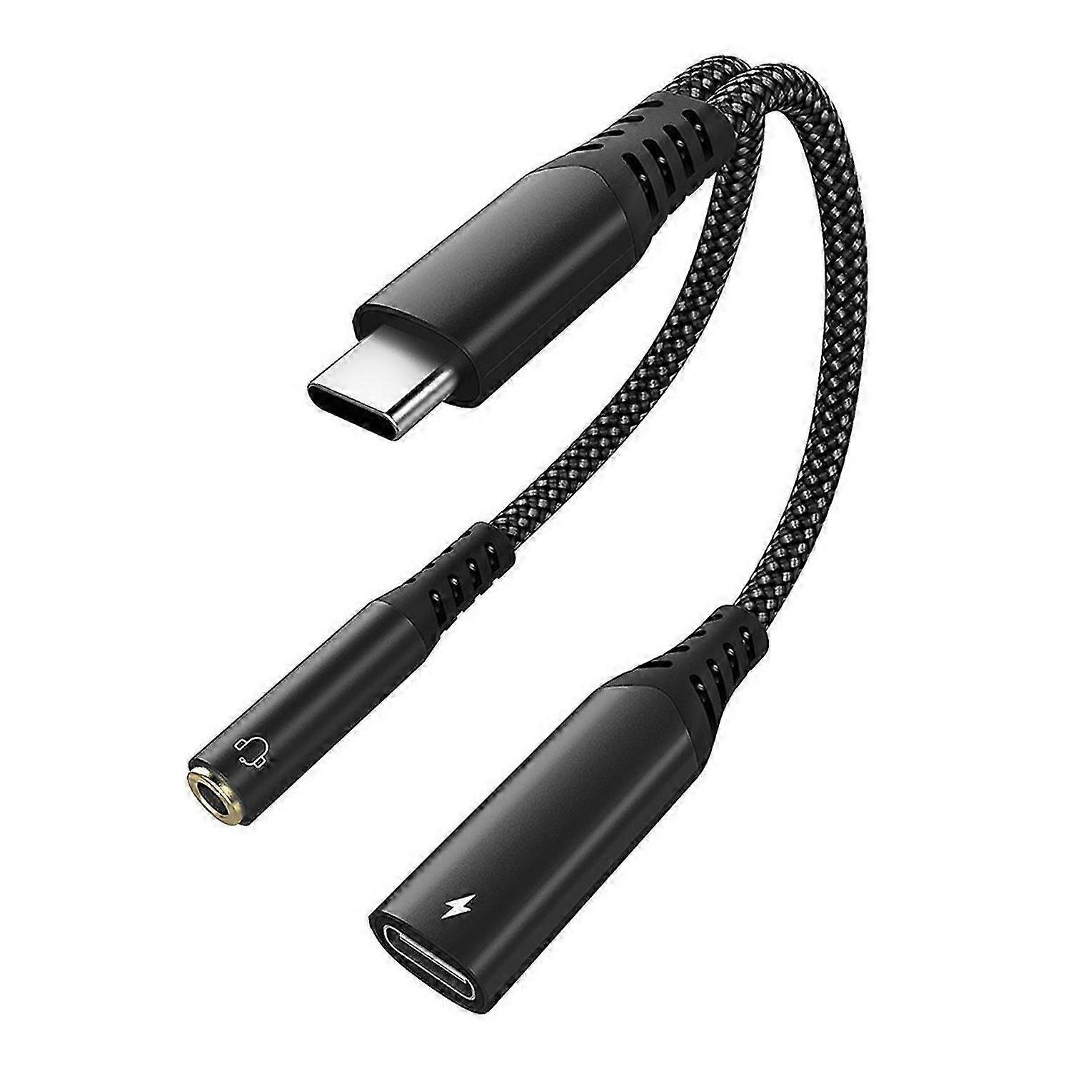 USB C to 3.5mm Headphone and Charger Adapter, 2-in-1 USB C to Aux