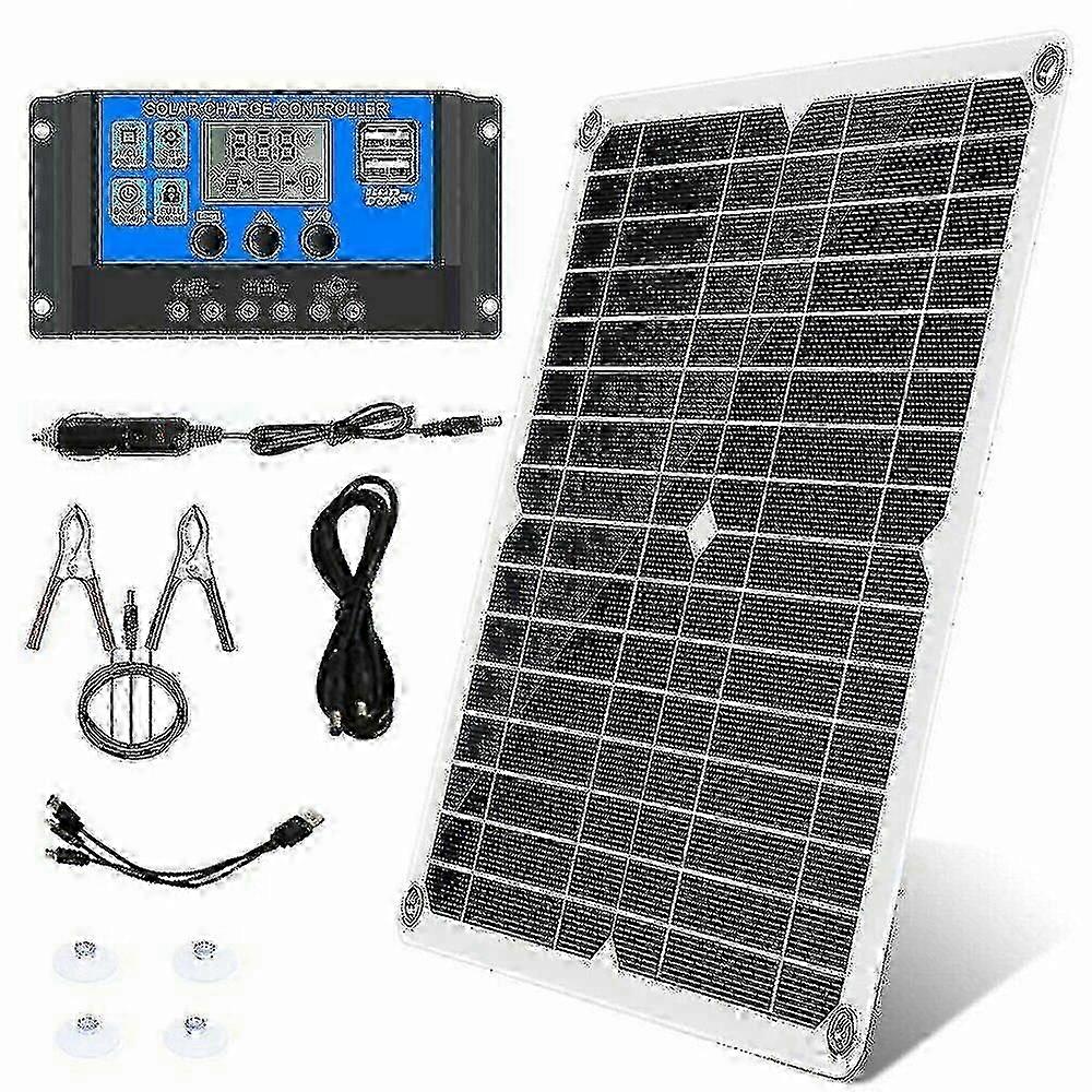 300w 12v/24v Solar Panel Set Kit Battery Clip Charger + 40a Controller Compatible Car Rv Caravan Edition 0703