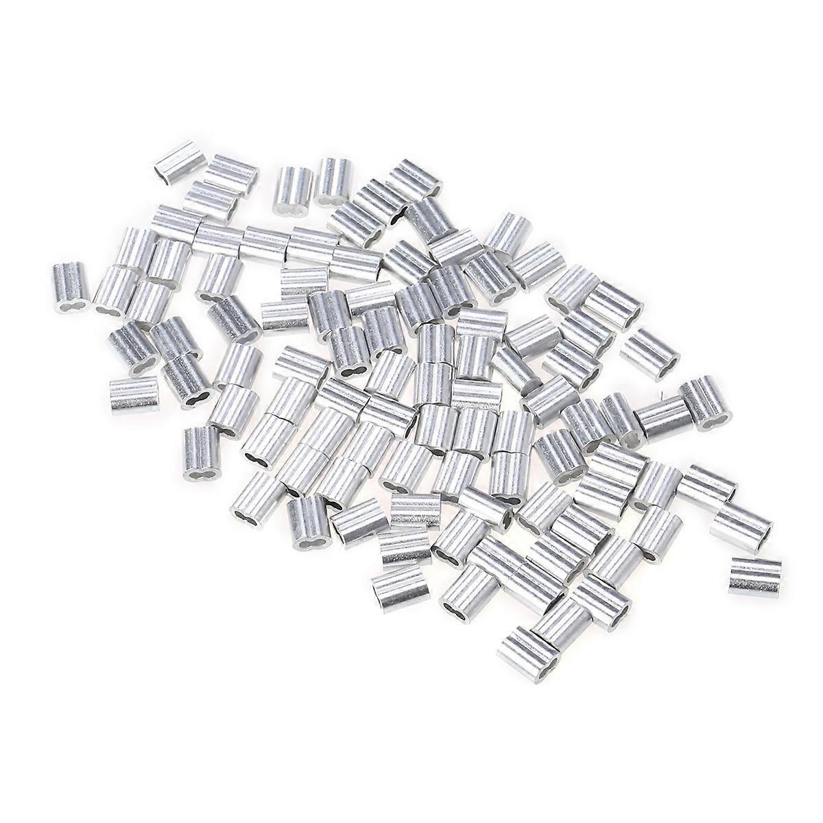 Cable Collar 8-Shaped Aluminum Steel Wire Crimps Set 110 in 1 Silver