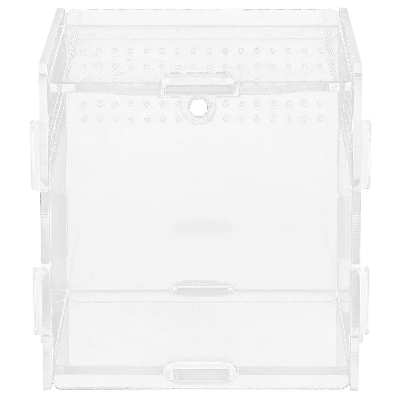 Reptile Feeding Box Transparent Acrylic Reptile Storage Holder 2Pcs