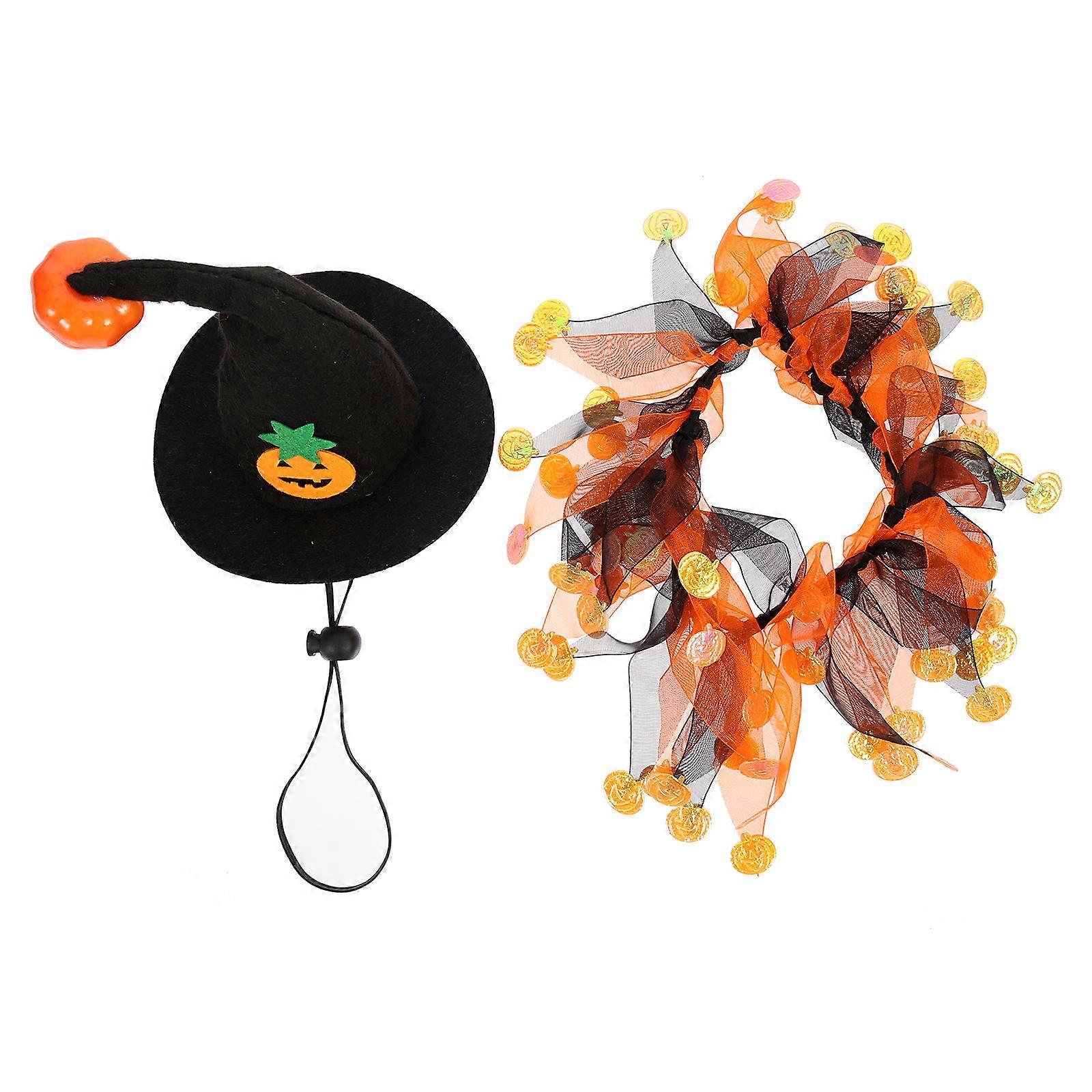 Funny Cat Hat Halloween Pet Costume for Decoration 1Set with Scarf
