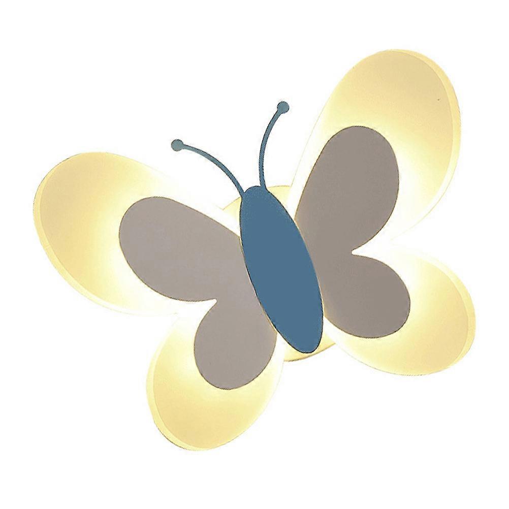 Wall Lamp Butterfly Decorative Lighting Bedroom Living Room Lamp Iron Acrylic Blue Offering Warm Light Effect 1Pack