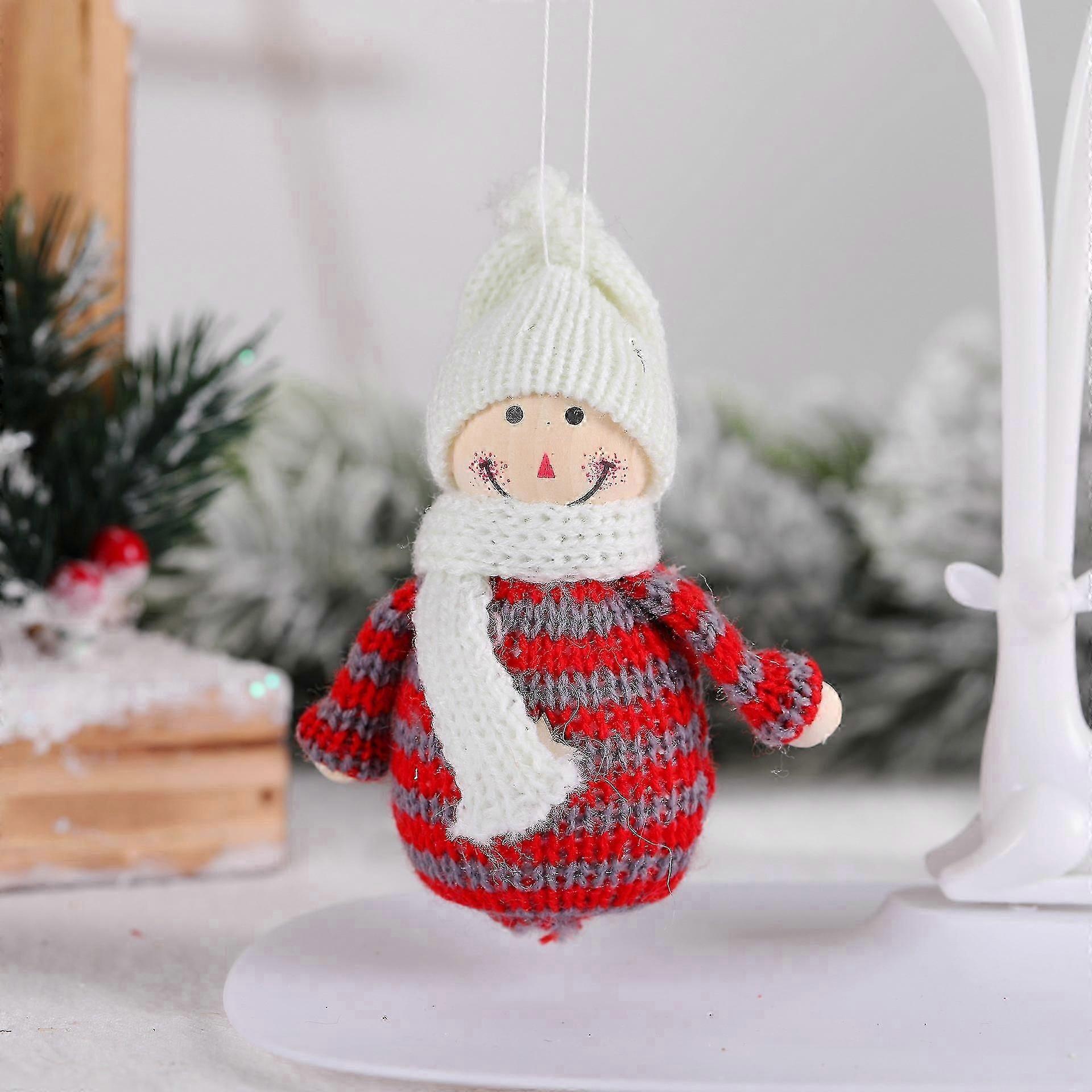Christmas Decorations Creative Wooden Woolen Snowman Doll Doll Christmas Tree Closet Decoration Small Pendant