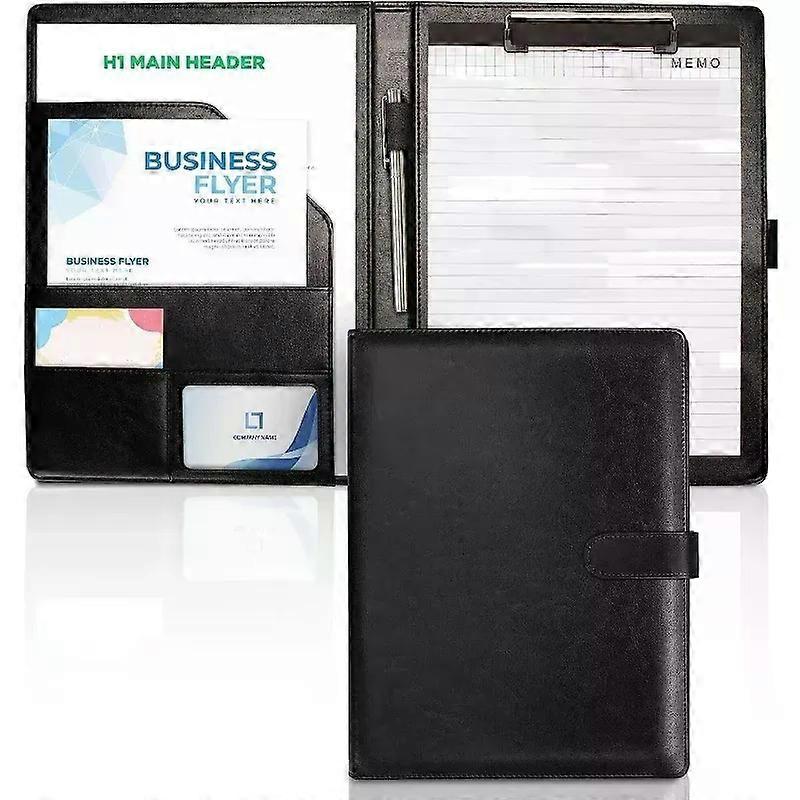 A4 Leather Clipboard Folder Padfolio Business Resume File Folder Padfolio Clipboard Interview Conference Document File Organizer
