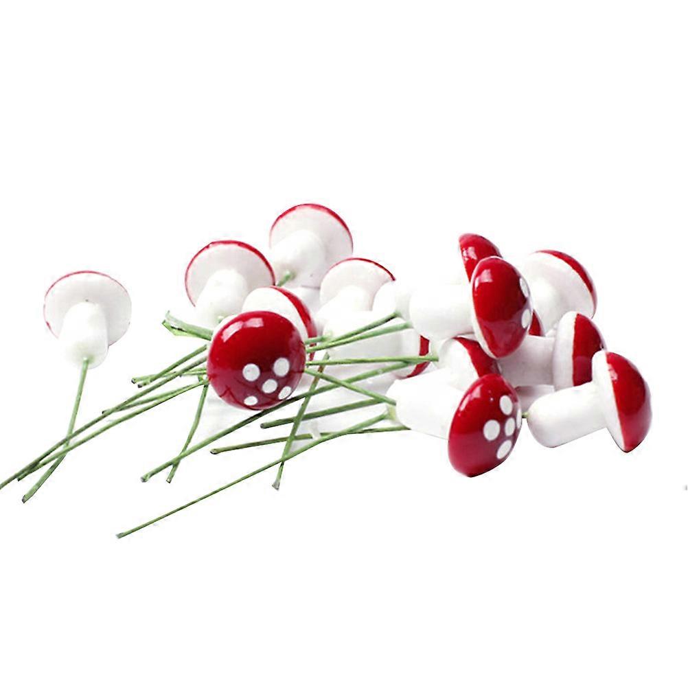 Micro Landscape Decors Mini Mushroom for Garden Ornament with 100Pcs Red