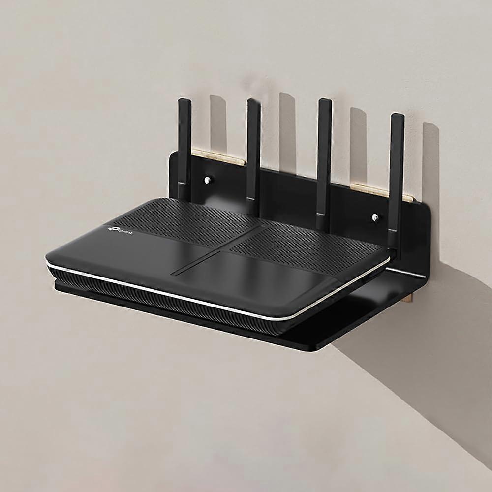 Wall Mounted Projector Shelf, Black Aluminum Router Rack for DVD Players, Blu-Ray Players, Media Boxes, 23cm