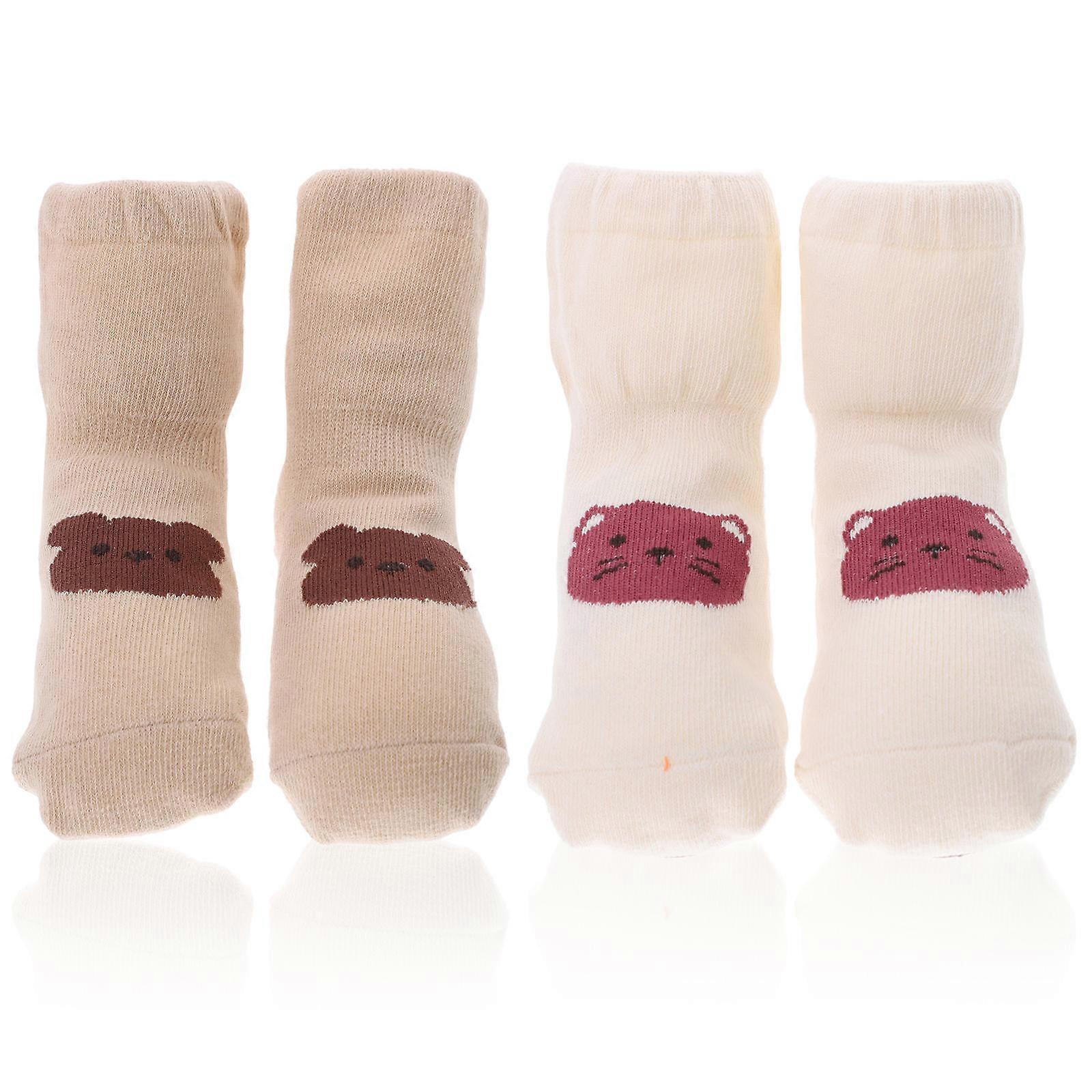 Anti-Slip Walking Socks for Baby Boys and Girls Featuring Multi Color Design Ideal for Indoor Play and Learning to Walk 2 Pairs