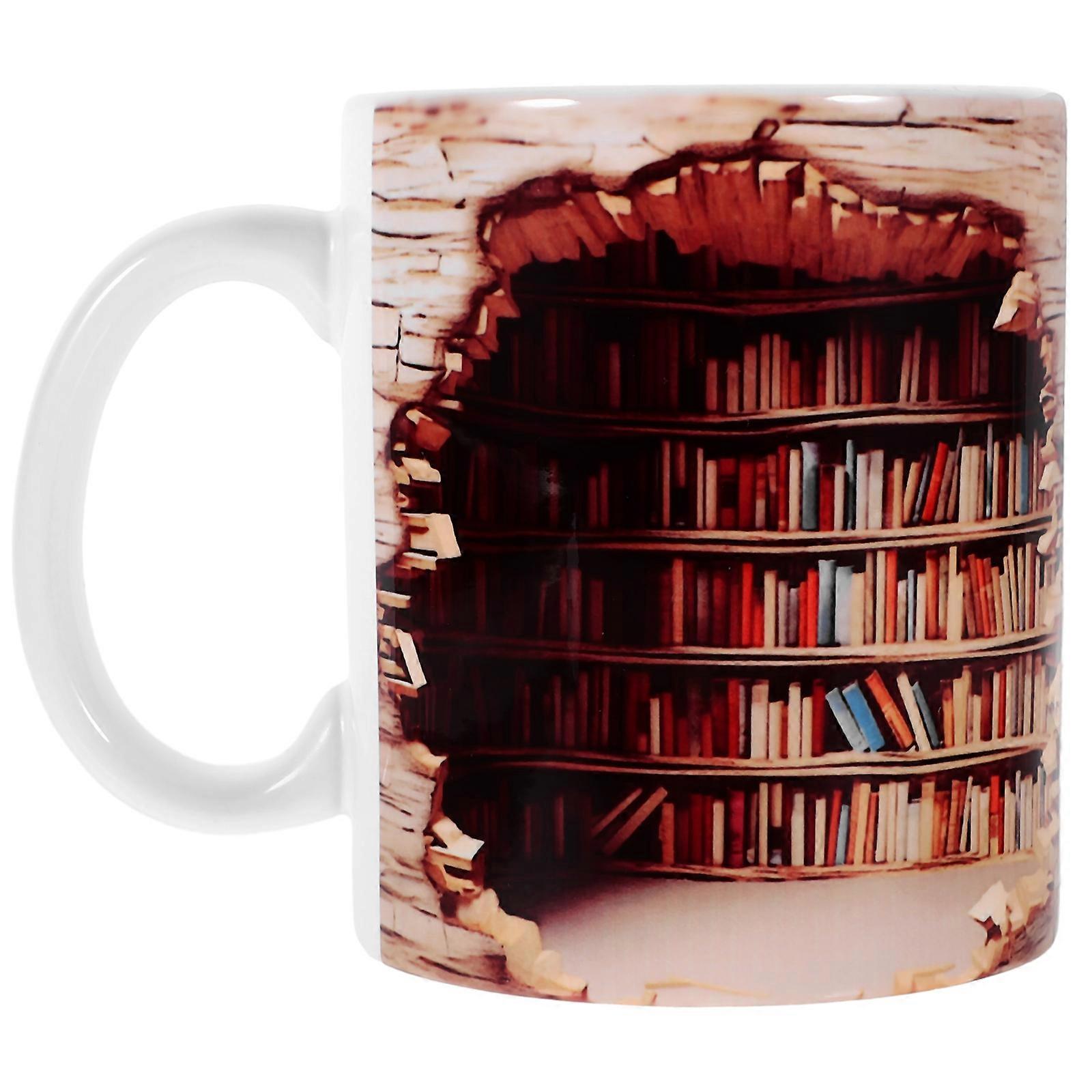 Ceramic Coffee Cup Set 3Pcs Bookshelf Shape Suitable For Home Decoration And Office Use In Yellow Color