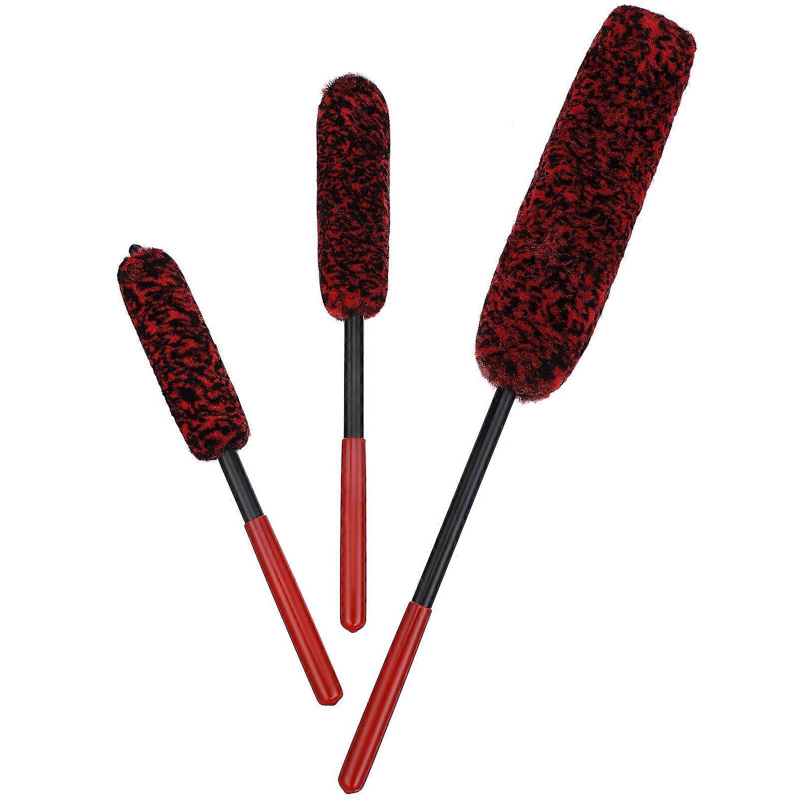 9 Pcs Automotive Design Tire Brushes For Car Owners Scratch-Free Cleaning Essential Automotive Cleaning Tools Red Color