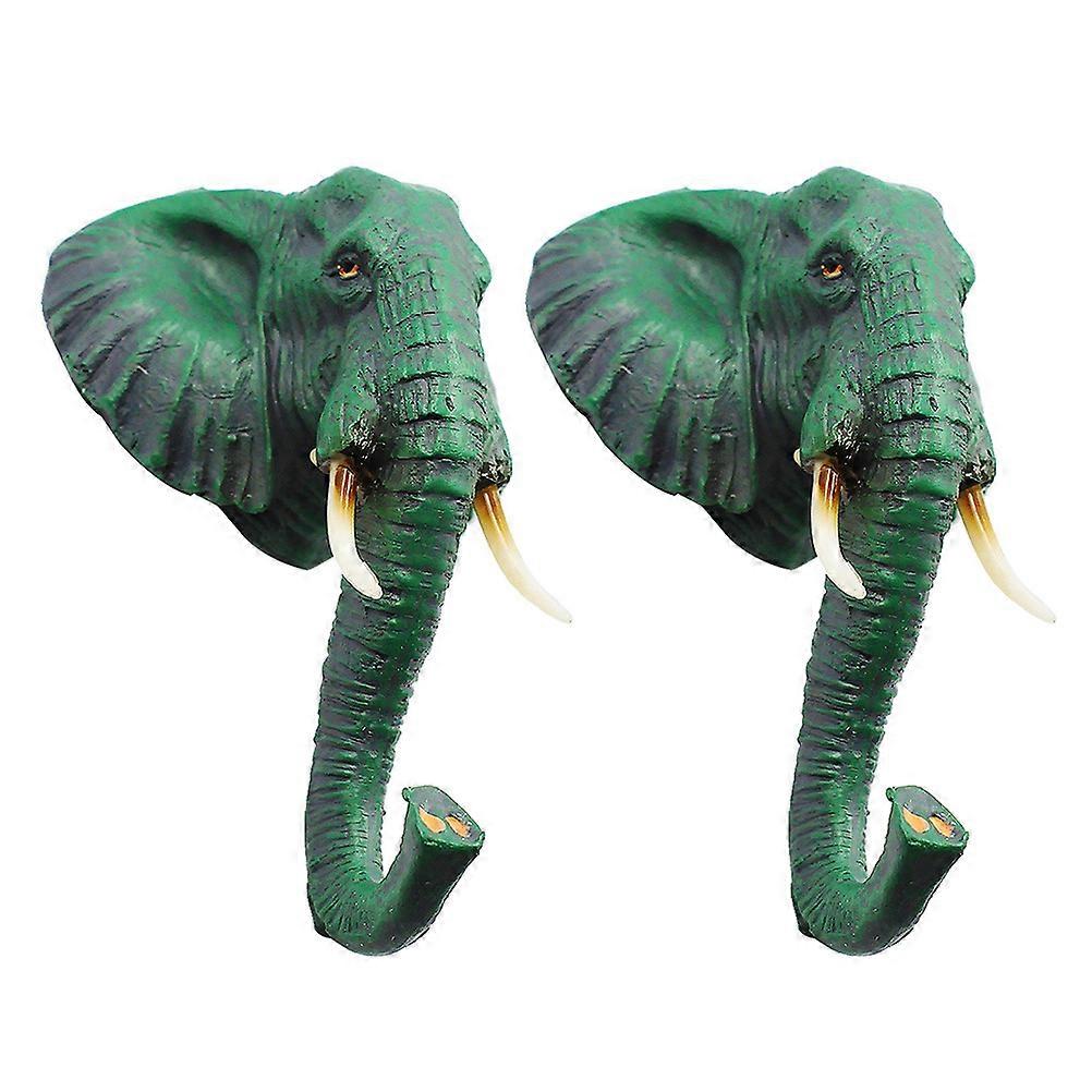 Animal Wall Hanger Elephant Head Resin Hook for Hanging 4Pcs