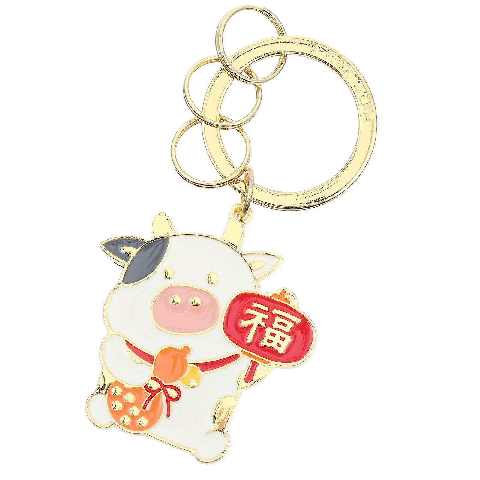 Alloy Cow Pendant Keychain for 2Pcs Creative and Unique Design
