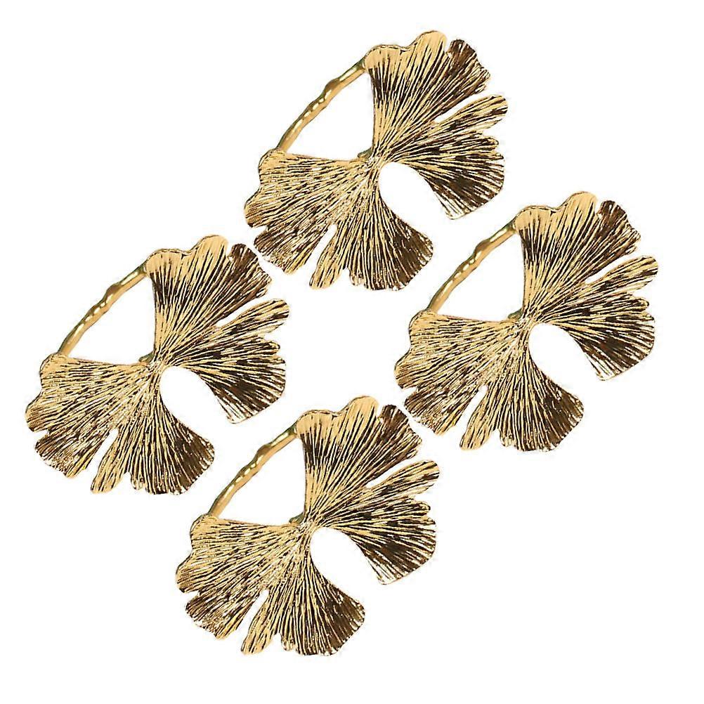Creative Napkin Buttons Golden Leaf Napkin Ring for Party 12 Pieces