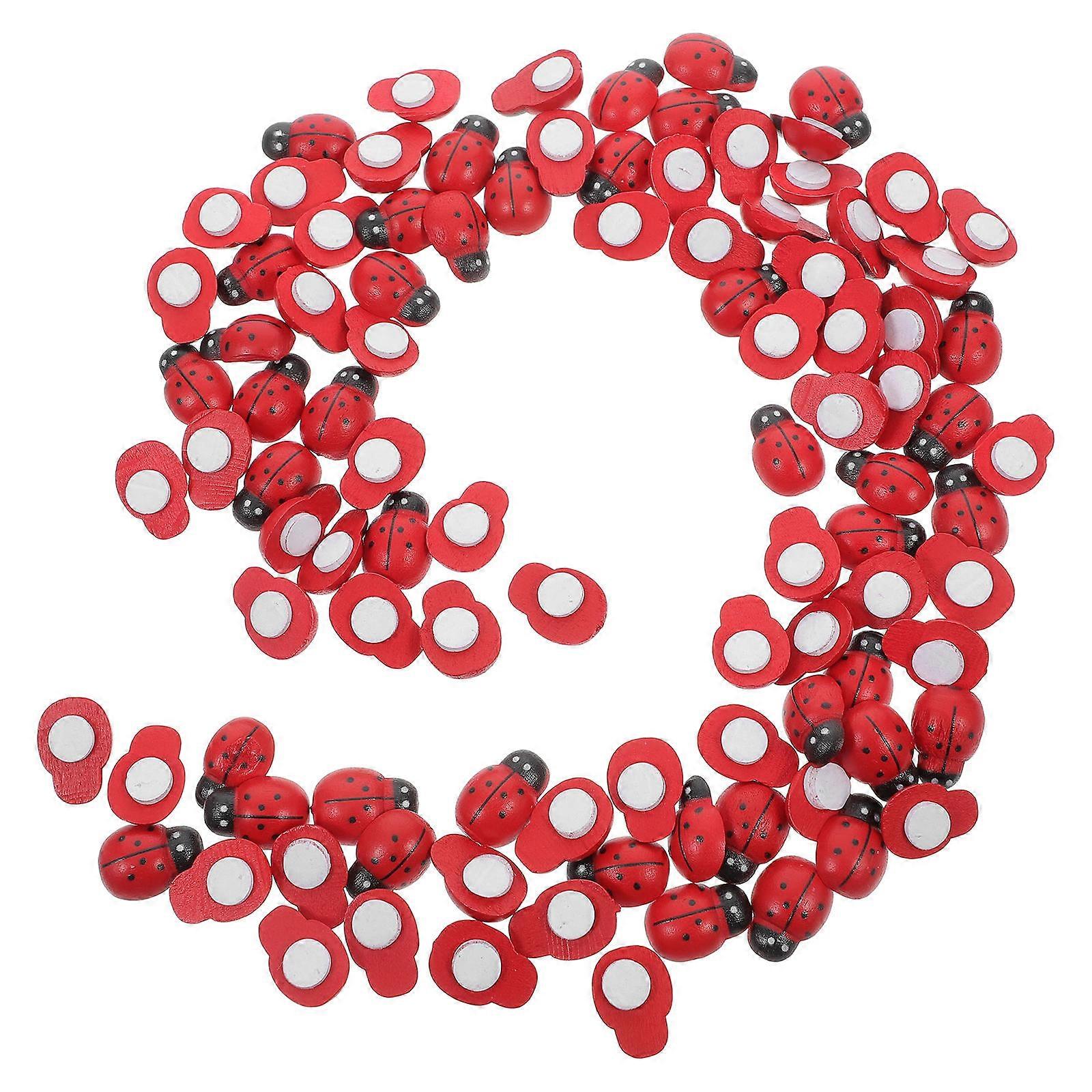 300 Pcs Wooden Ladybugs For DIY Crafts Whimsical Decoration 0.7X0.6X0.9In Ideal For Custom Presents