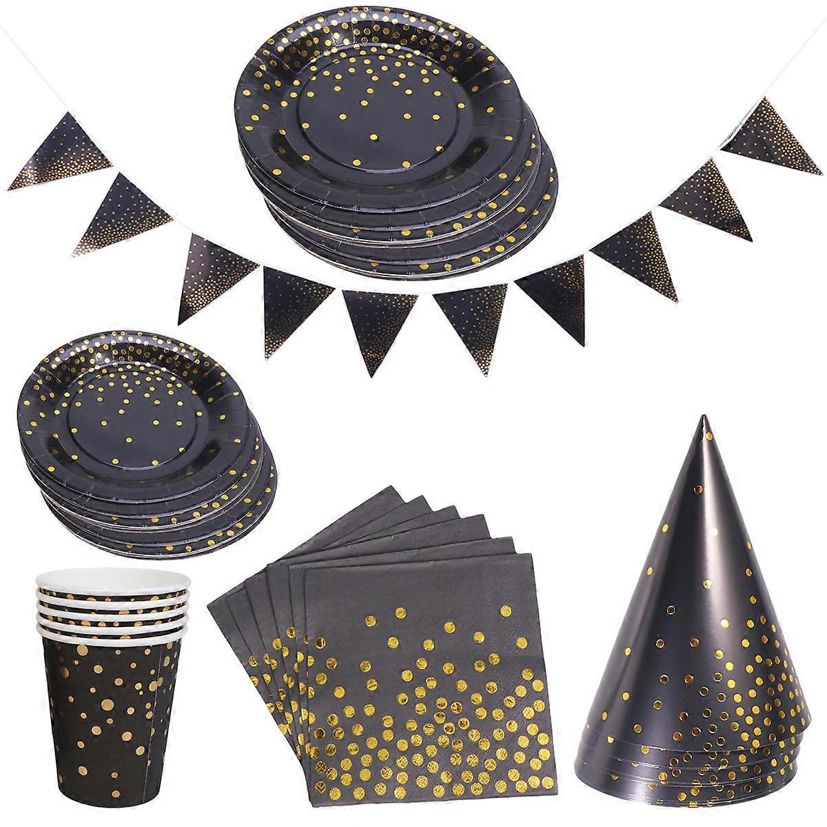 Party Tableware Black Paper Cup for Hot Stamping Use 10Pcs Set