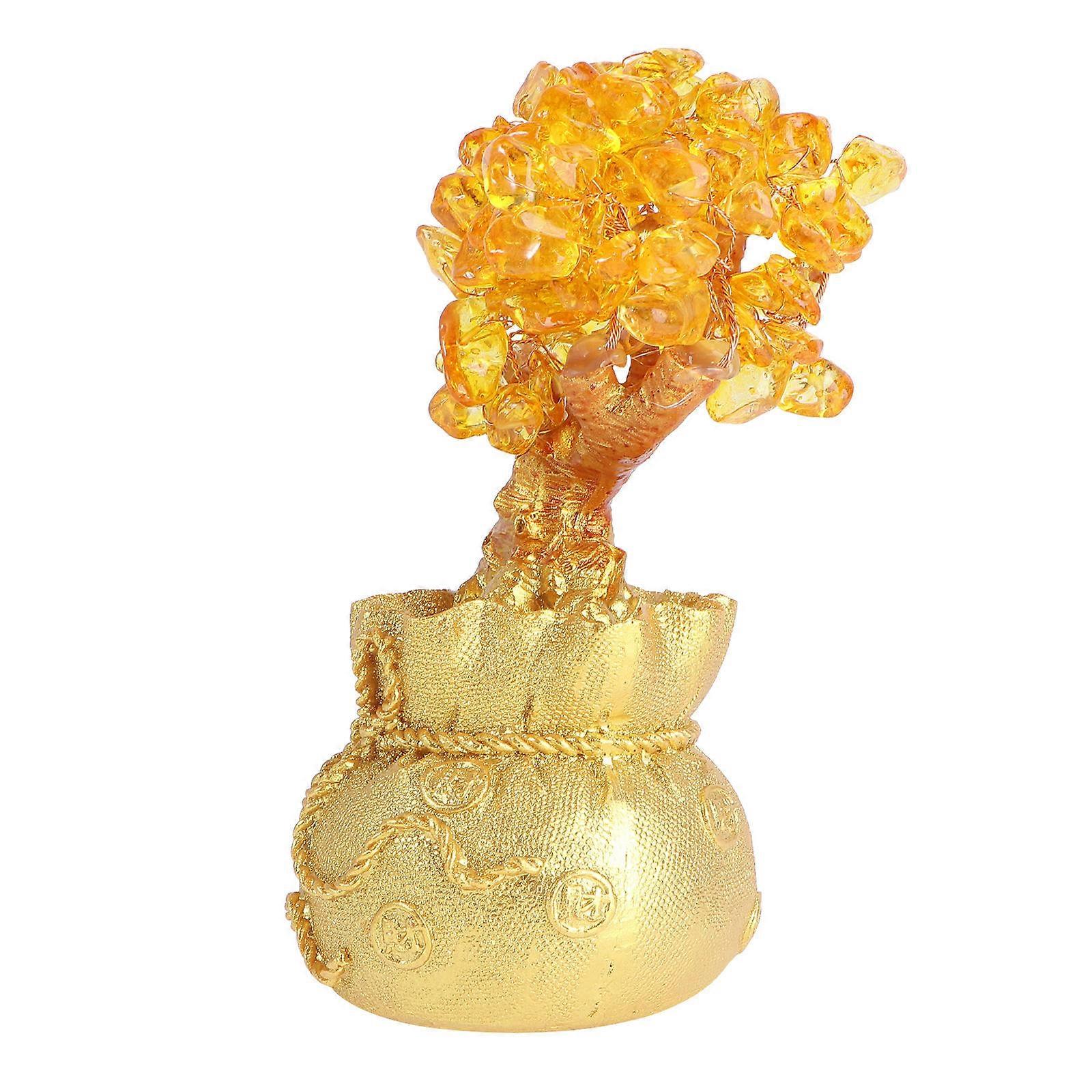 Creative Crystal Fortune Tree Decor for Tabletop 2Pcs Collection