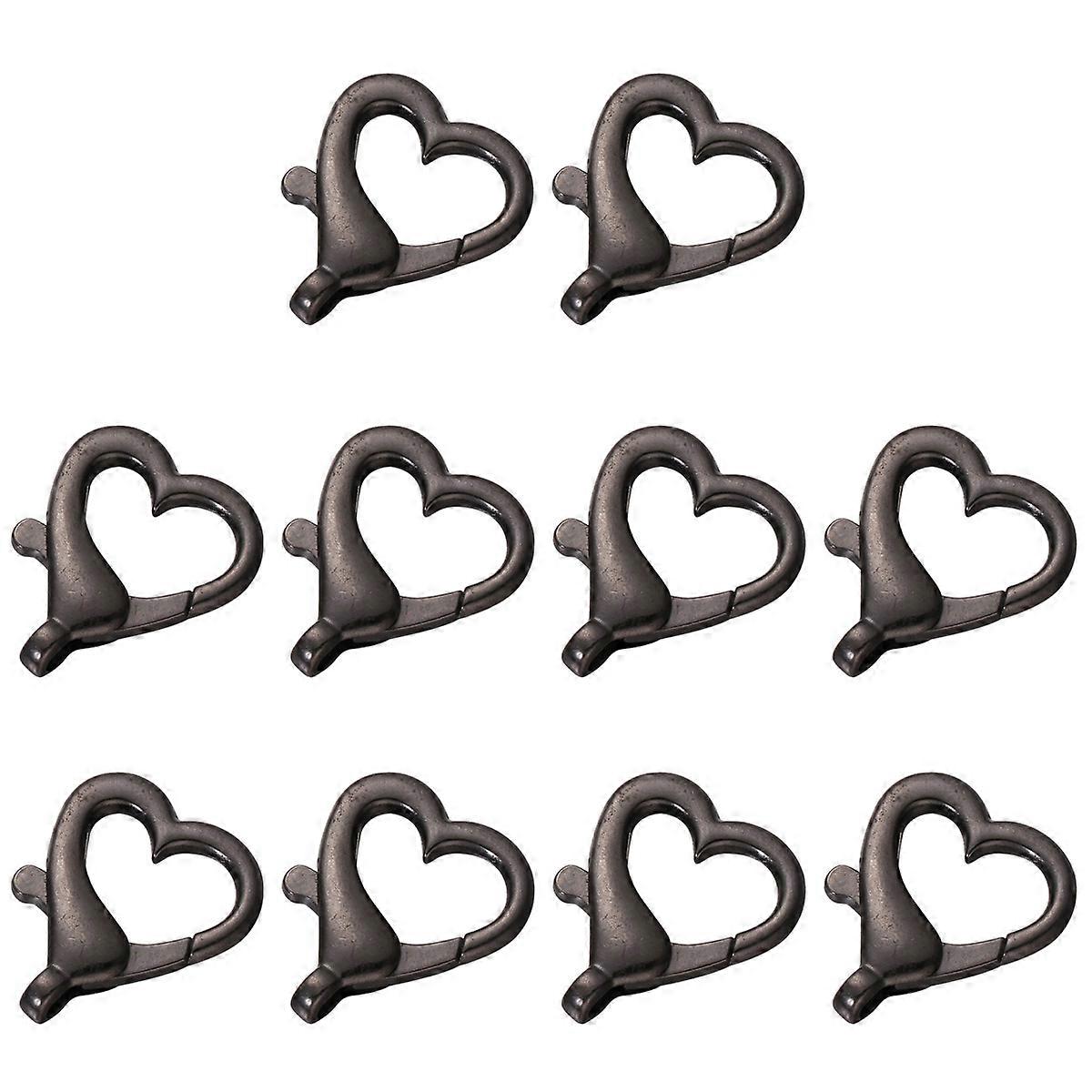 Handmade Accessories 10Pcs Loving Heart Buckles Black For DIY Projects Crafts 2.6x2x0.3Cm Suitable For Bag
