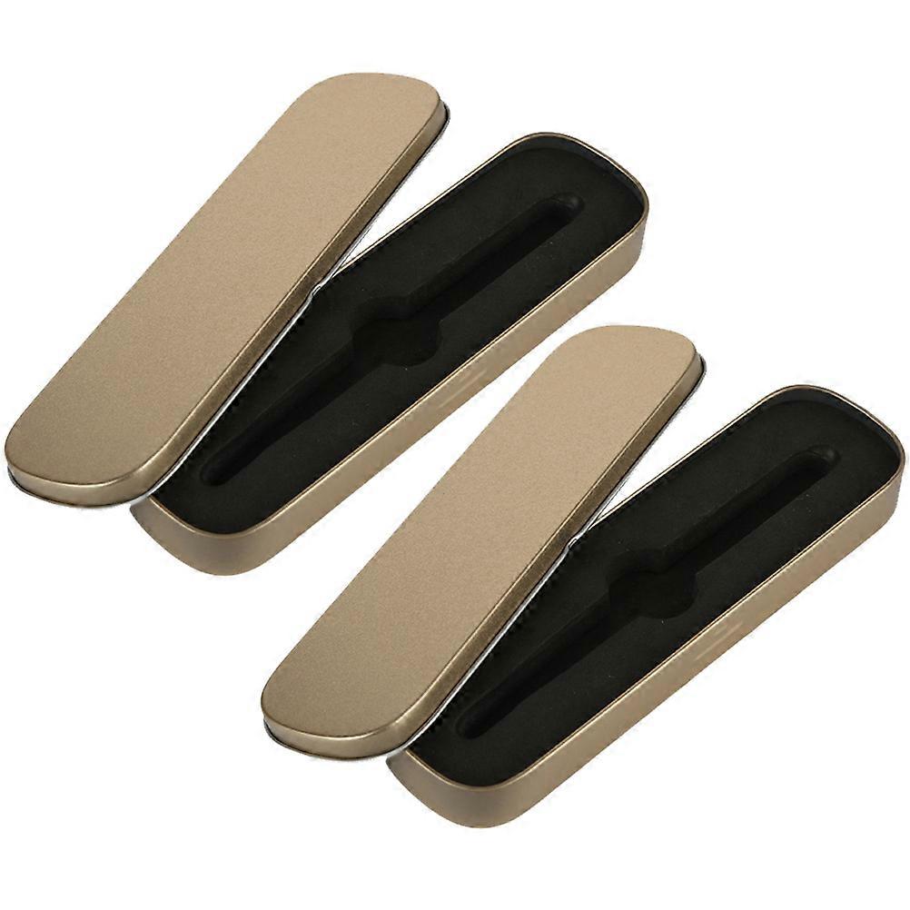 Golden Tinplate Pencil Case for Pen Storage 6Pcs Student Stationery Case