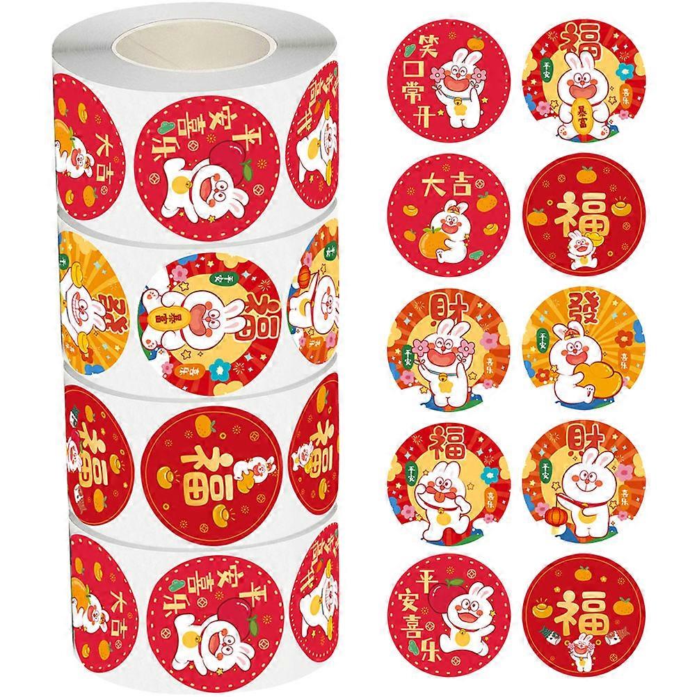 Rabbit Stickers for New Year Round Stickers for Decoration 8 Rolls