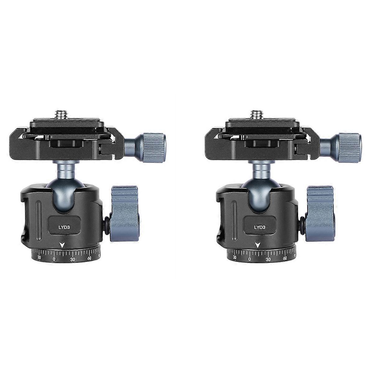2X Universal Tripod Ball Pan-Tilt Quick Release 360°Ball Pan-Tilt W Arca +Cold Shoe Mount for DSLR C