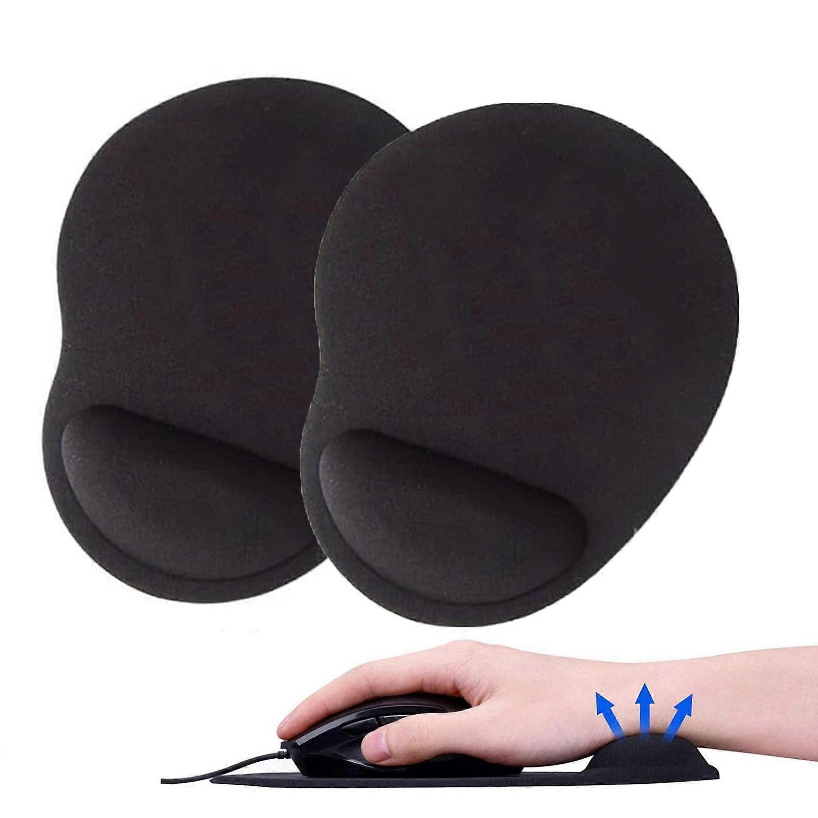 2PCS Ergonomic Gaming Mouse Pad with Wrist Support - Black EVA Memory Foam, Non-Slip for Optical & Trackball Mice