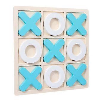 Holz für Tic TAC Toe Spiel Freizeit Intelligente Lustige Tisch Spiel für Kinder Erwachsene Weiß Blau