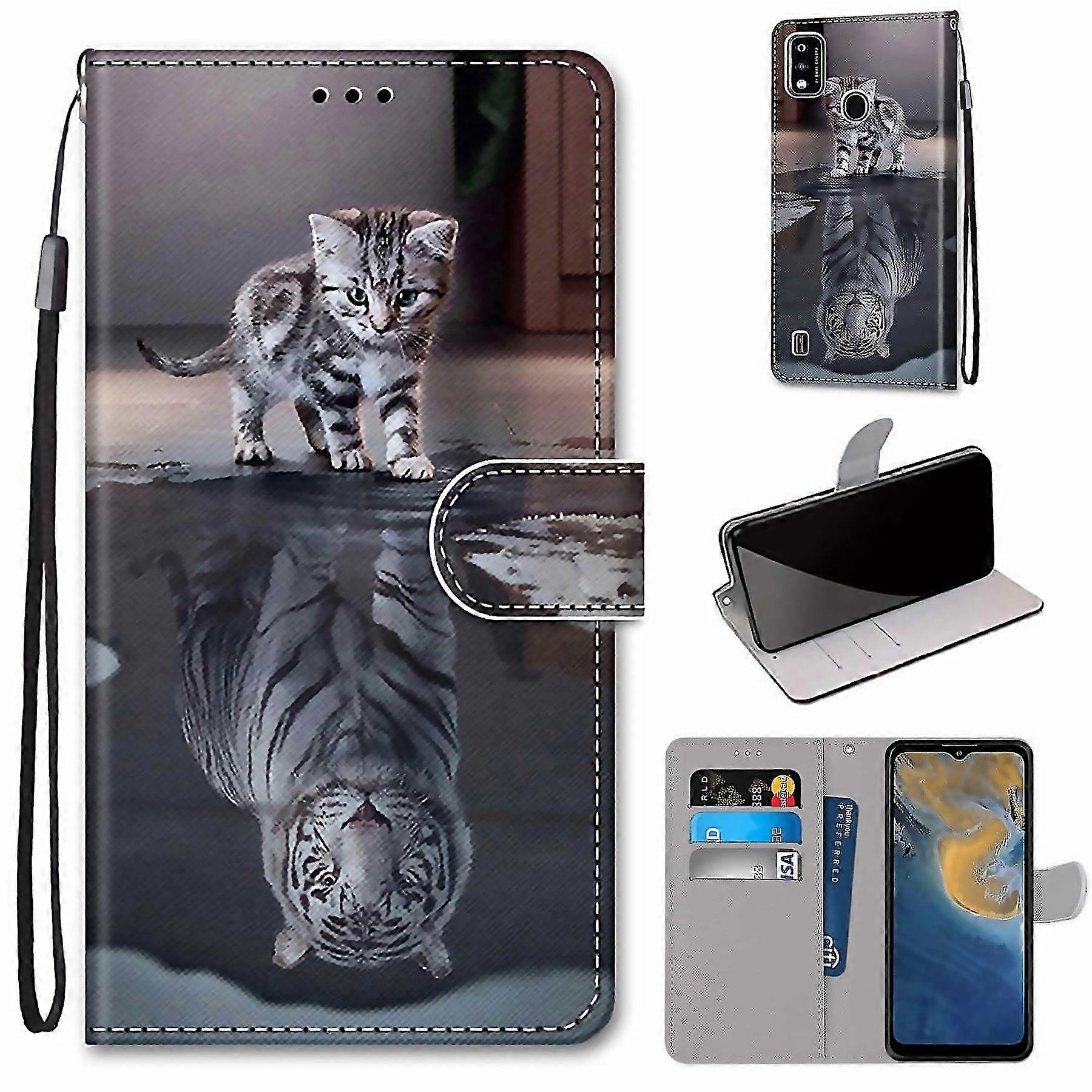 For Zte Blade A51 Coloured Drawing Cross Texture Horizontal Flip Pu Leather Case With Holder Card Sl