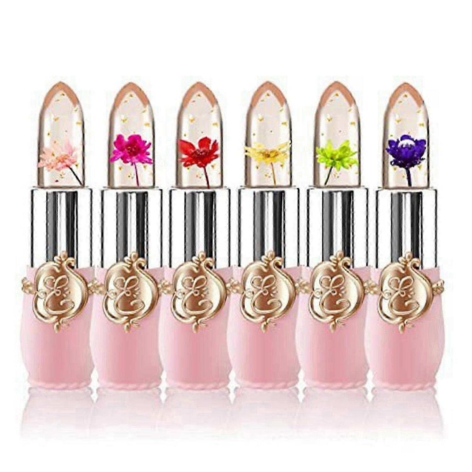 Crystal Flower Jelly Lipstick, Long Lasting Nutritious Lip Balm, Lips Moisturizer Magic Temperature Color Change Lip Gloss