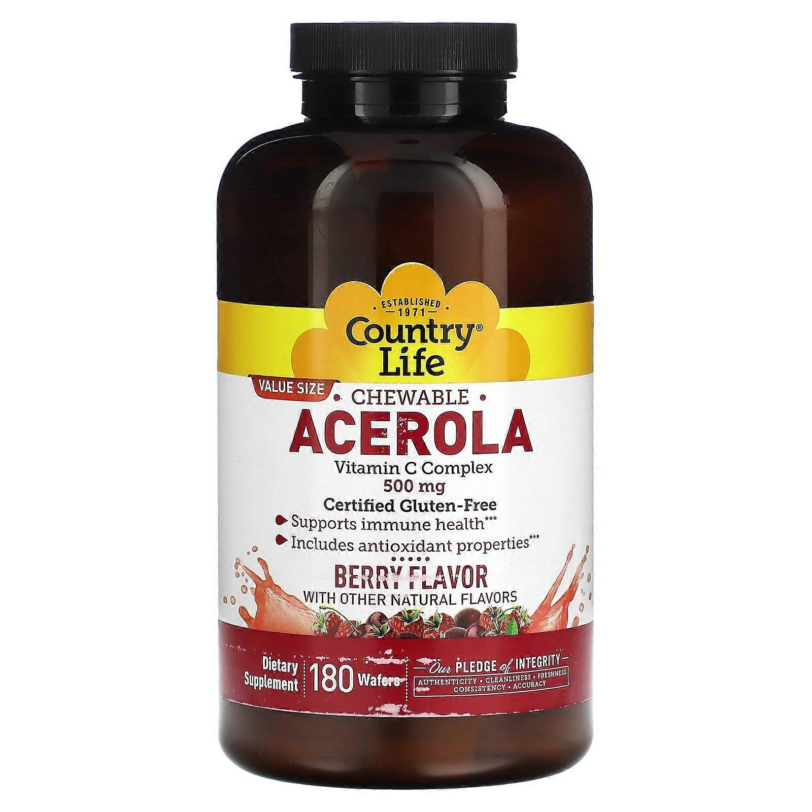 Chewable Acerola, Vitamin C Complex, Berry, 500 mg, 180 Wafers