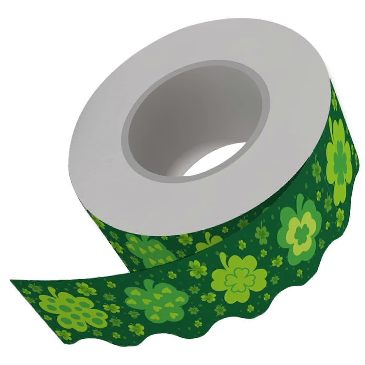 ZENGO 1 Roll Sticker Shamrock Bulletin Board Border St Patricks Day Border Trim Bulletin Board Decorations Classroom Border Green Decor