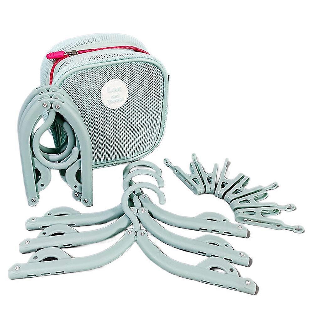 19 Pcs Foldable NonSlip Clothes Hangers with 12 Clips Travel Drying Rack 6 Hangers Portable Set Mesh Storage Bag