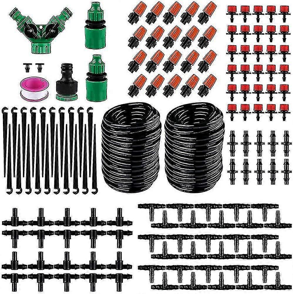 Garden Irrigation System. 30m/98ft Micro Drip Irrigation Kit Automatic Adjustable Watering