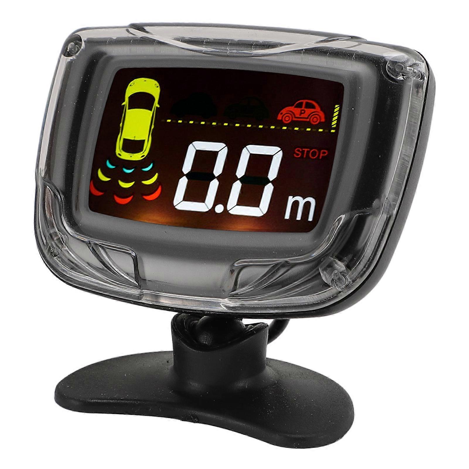 Car Reverse Backup Radar System with 4 Parking Sensors LCD Distance Display Parking Assistance Warning Lights Radar Red 