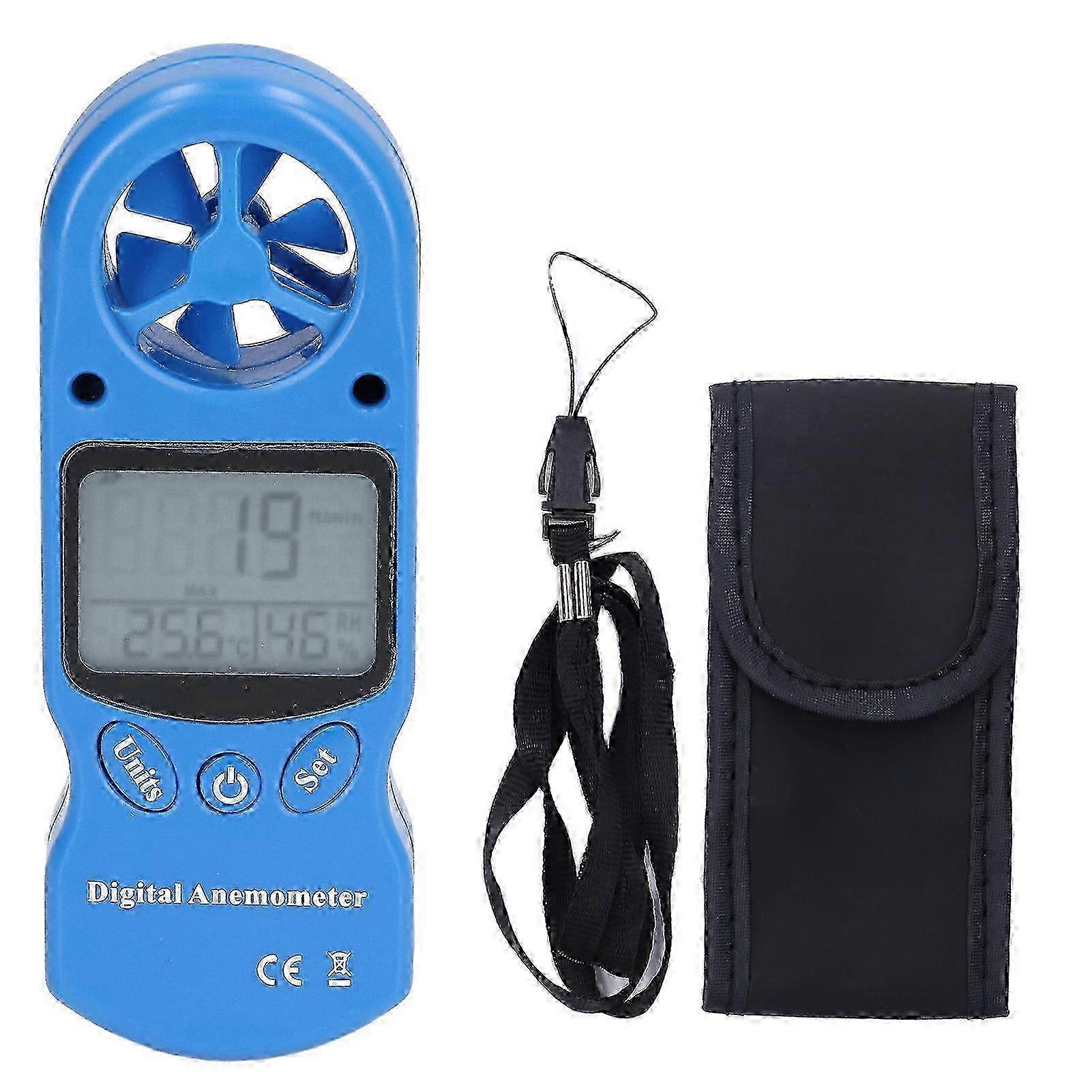3V Digital Anemometer Multipurpose Handheld Wind Speed Meter Blue Temperature Wind Gauge