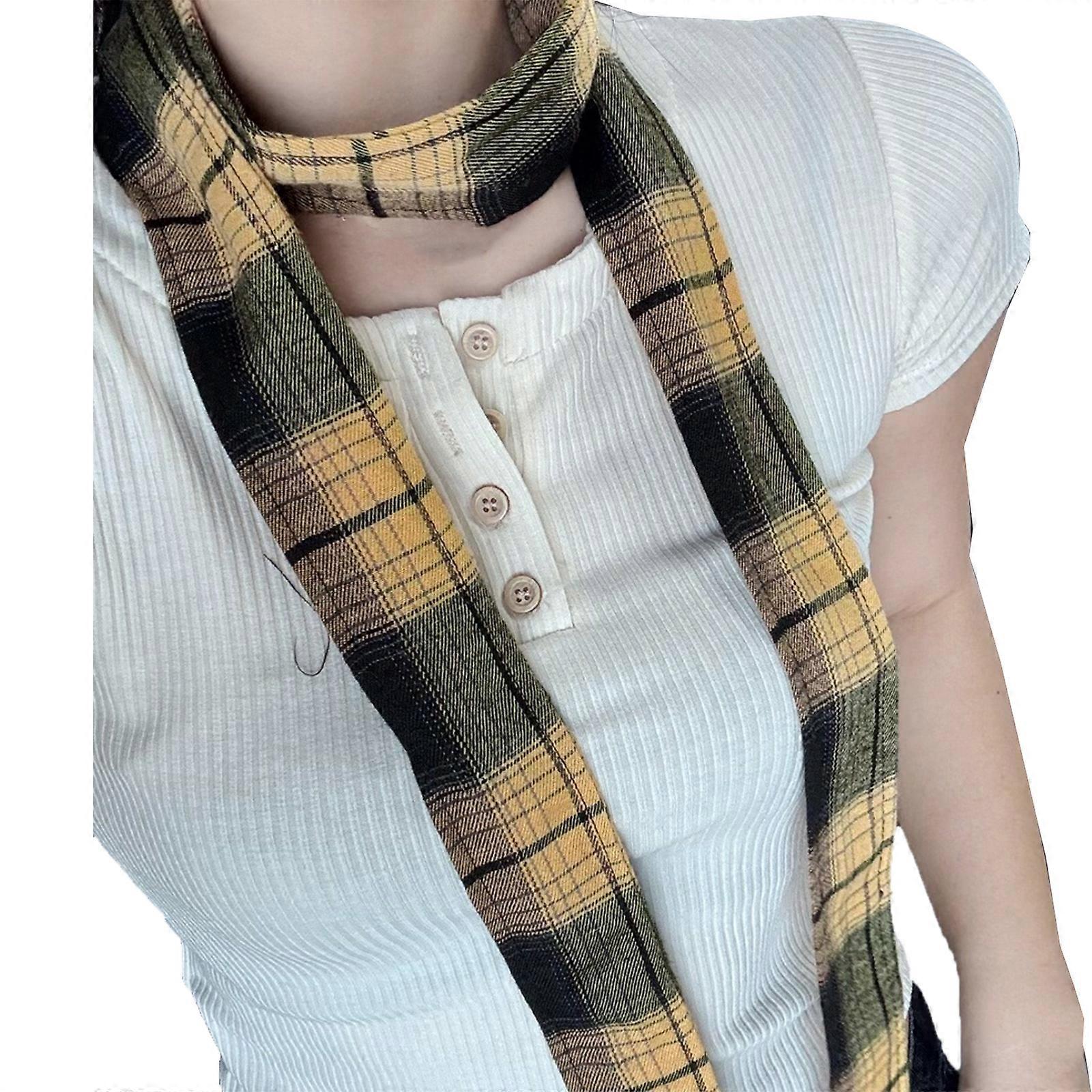 Classical British Styled Extra Long Scarf With Checkered Design Warm Wool Blend Unisex Winter Neck Accessory  Black and yellow mul