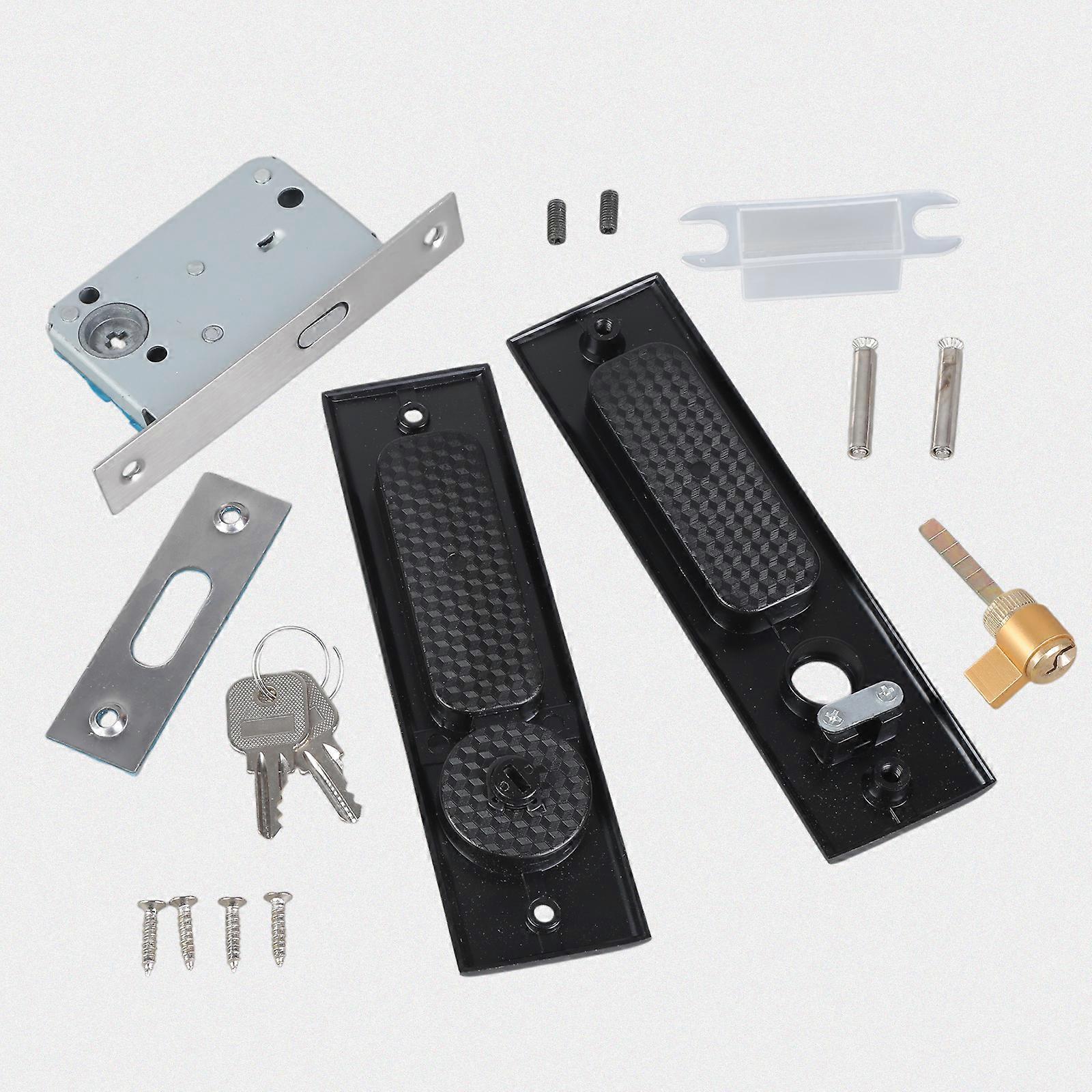 Skyvedørhåndtak Solid front og bak spak for lås/lås Balkong Bad Soverom Dørhåndtak Sikkerhetslås Sett Flerfarget