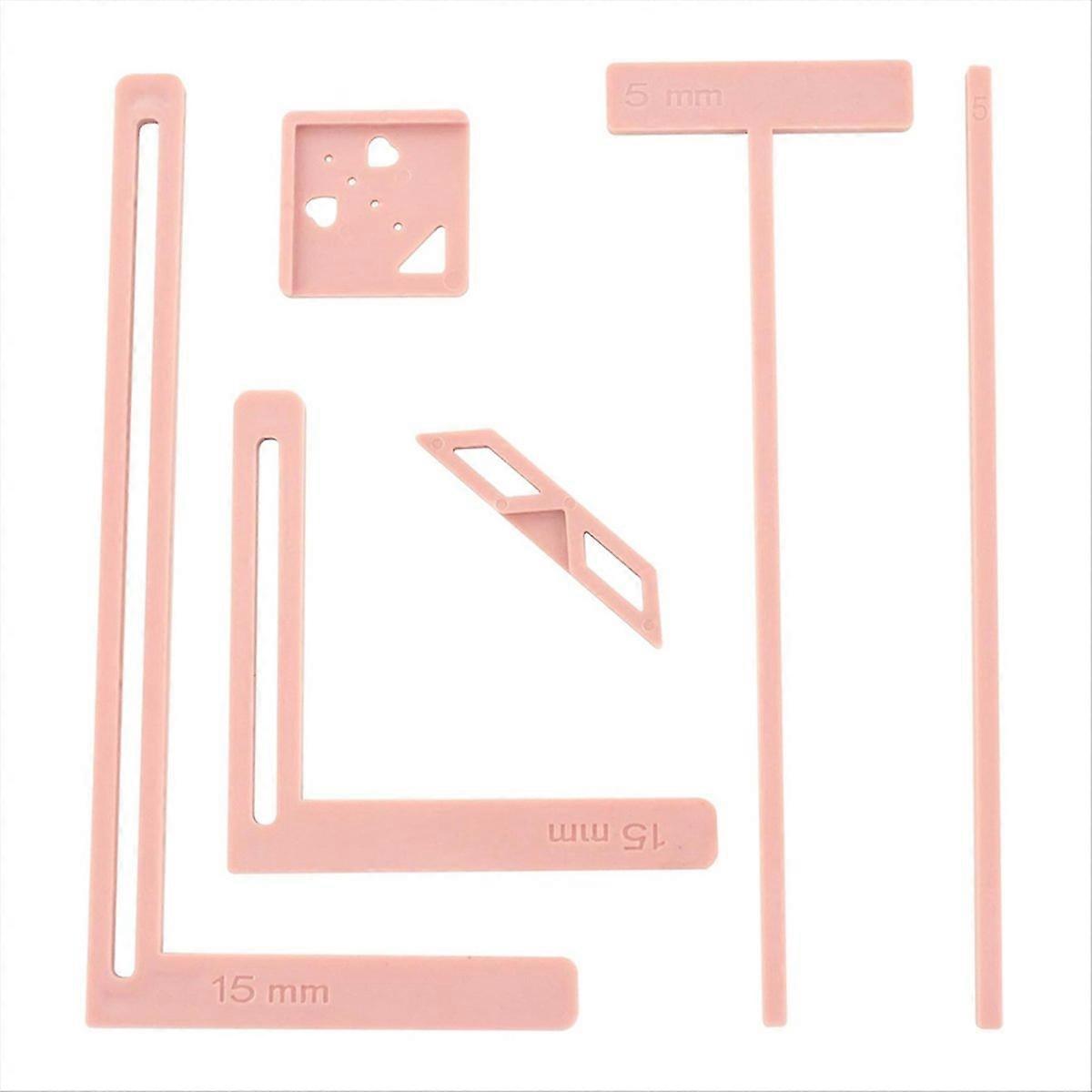 6Pcs Bookbinding Tool for Scrapbooking Stencils Cutter Pink