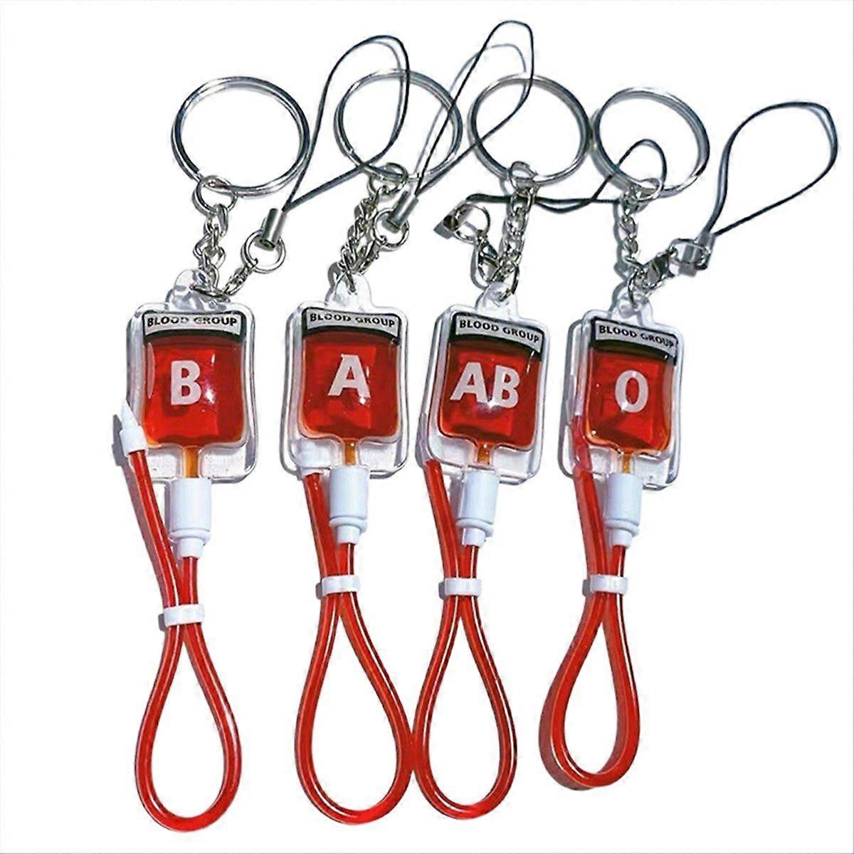 60 Pcs Blood Type O AB Plasma Pack Blood Bag PVC Pendant DIY Jewelry Making Gift Charm Keychain Acc
