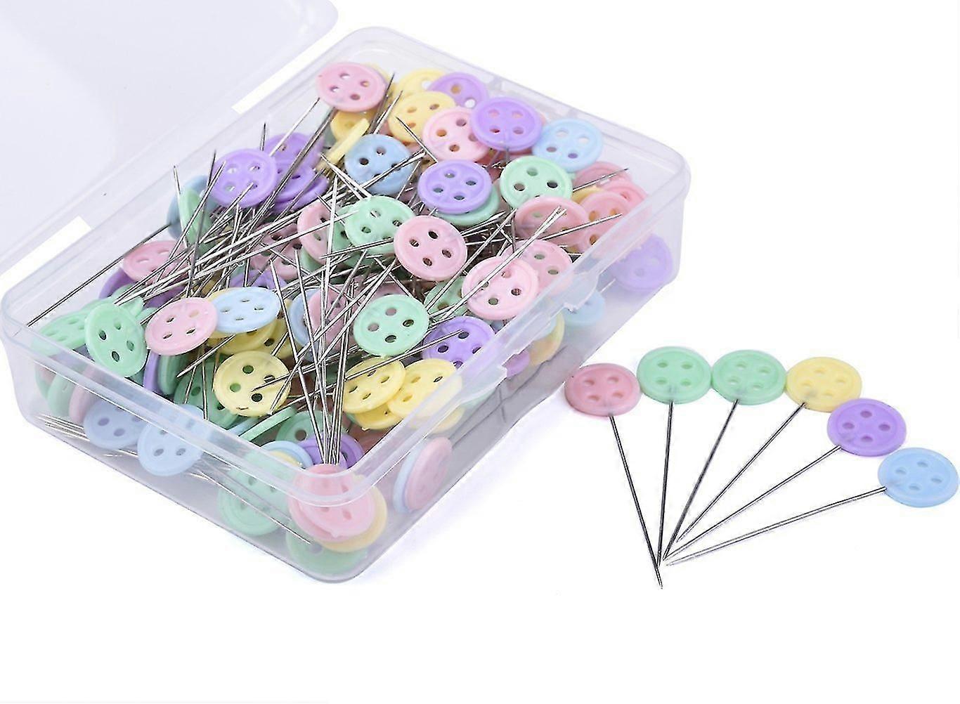 200pcs επίπεδες καρφίτσες κεφαλής με το κιβώτιο αποθήκευσης Ποικιλία διακοσμητικών καρφιτσών χρωμάτων για τα σχέδια ραψίματος χειροτεχνίας μοδίστρων