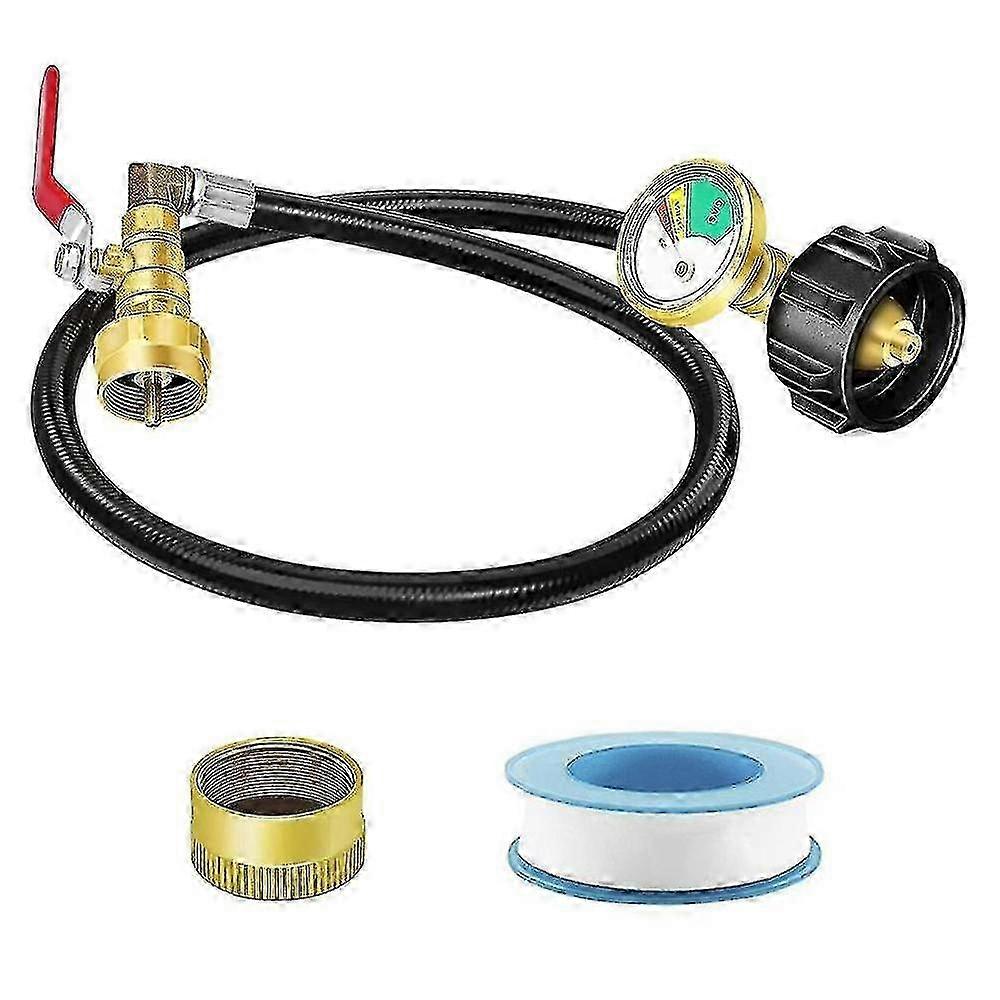 Propane Refill Adapter Hose, 36in Propane Extension Refill Hose With Gauge, Shut Off Valve, 1lb Pro