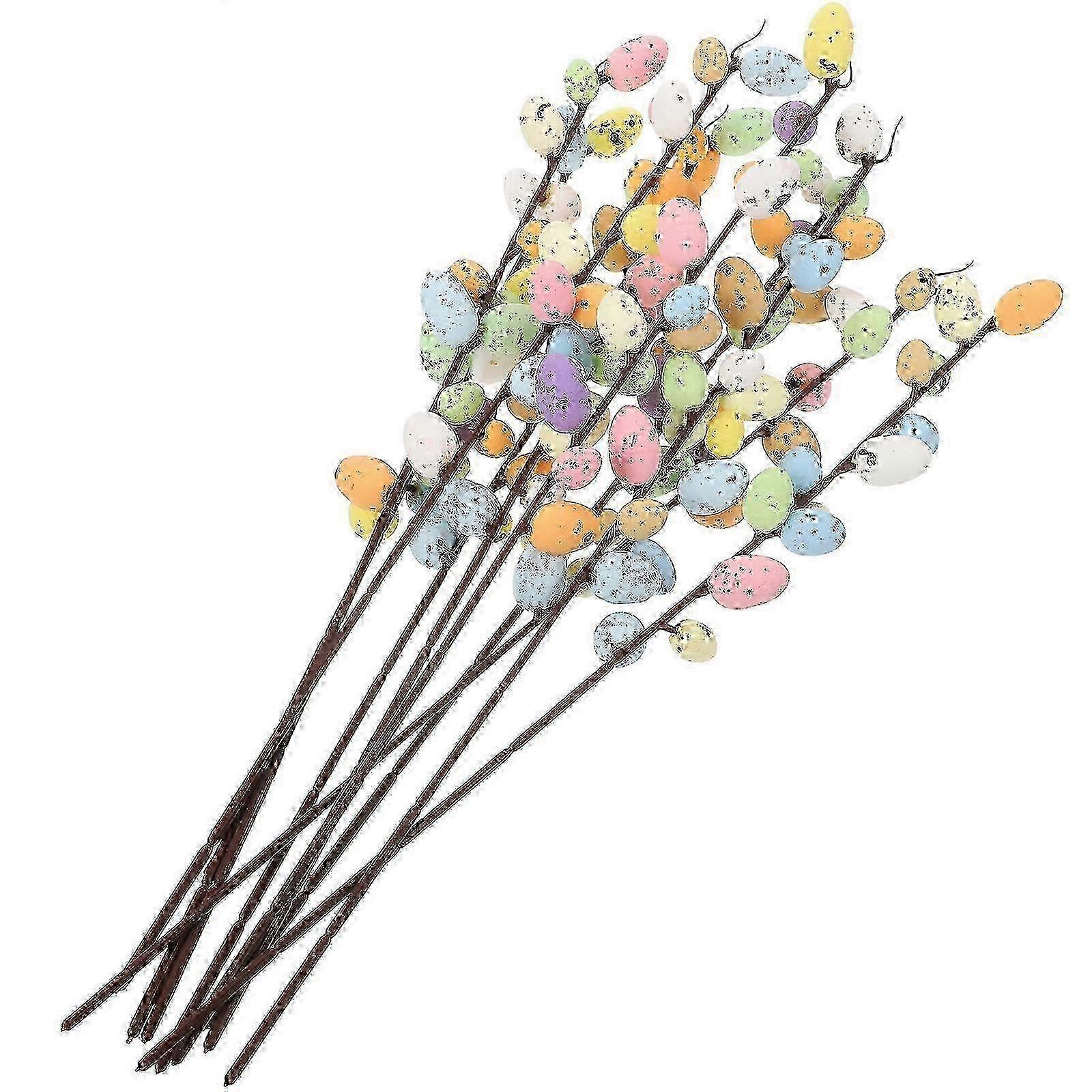 10pcs Easter Egg Branches Artificial Easter Egg Picks Easter Egg Twig Stems for Floral Arrangement