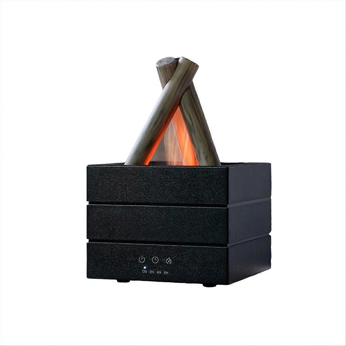 Flame Humidifier, Aroma Essential Oil Diffuser with Remote Control and Light, Black