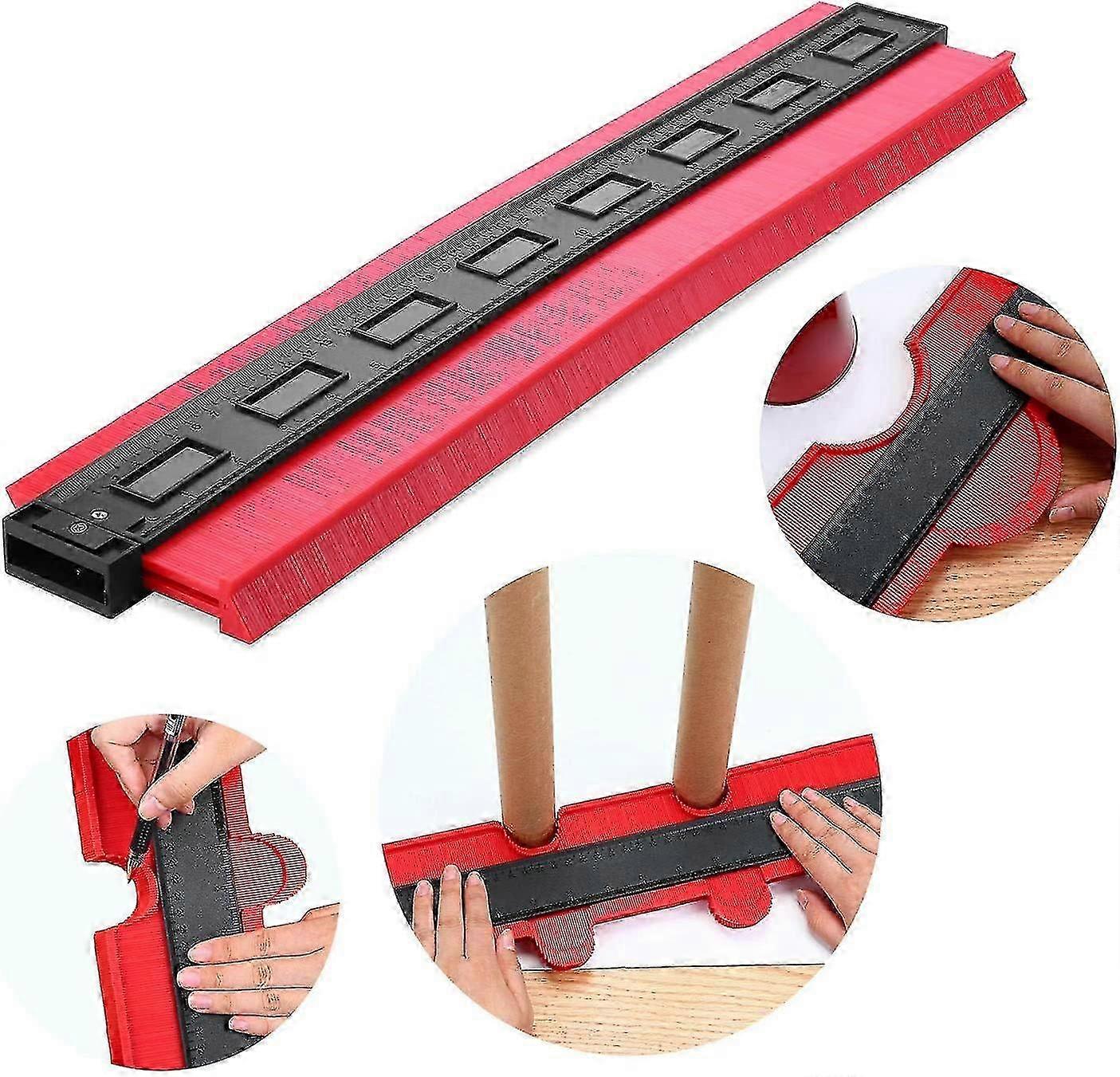 50cm Contour Gauge, Irregular Multifunctional Easy Plotter Profile Gauge for Wood Marking Tool for Mining Precise Measurements (20 inch / 500 mm, Red)