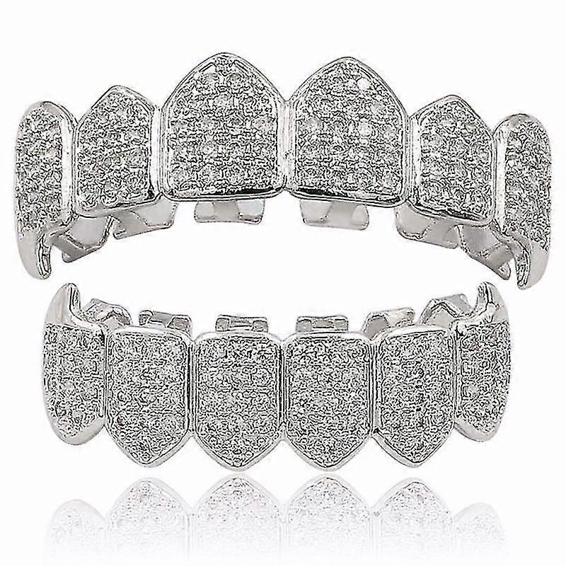 Silver Plated Top & Bottom Mouth Teeth Grills High Quality, Silver